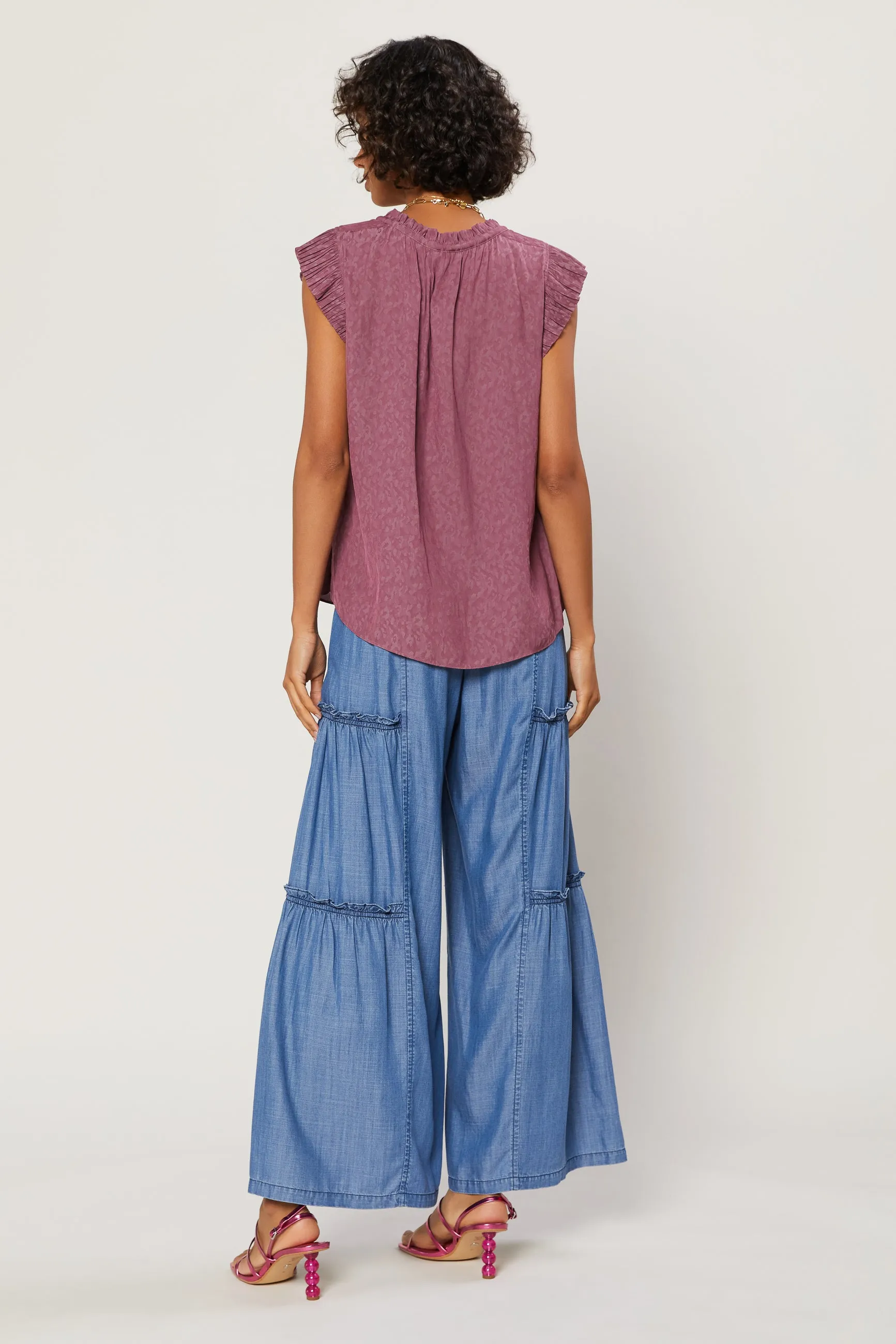 Margot Jacquard Pleated Sleeve Blouse sold by Current Air product image thumbnail 4