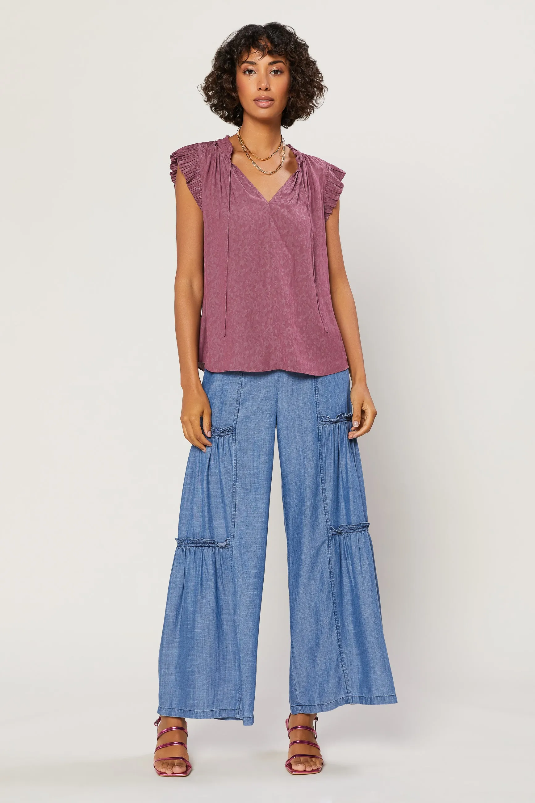 Margot Jacquard Pleated Sleeve Blouse sold by Current Air product image thumbnail 2