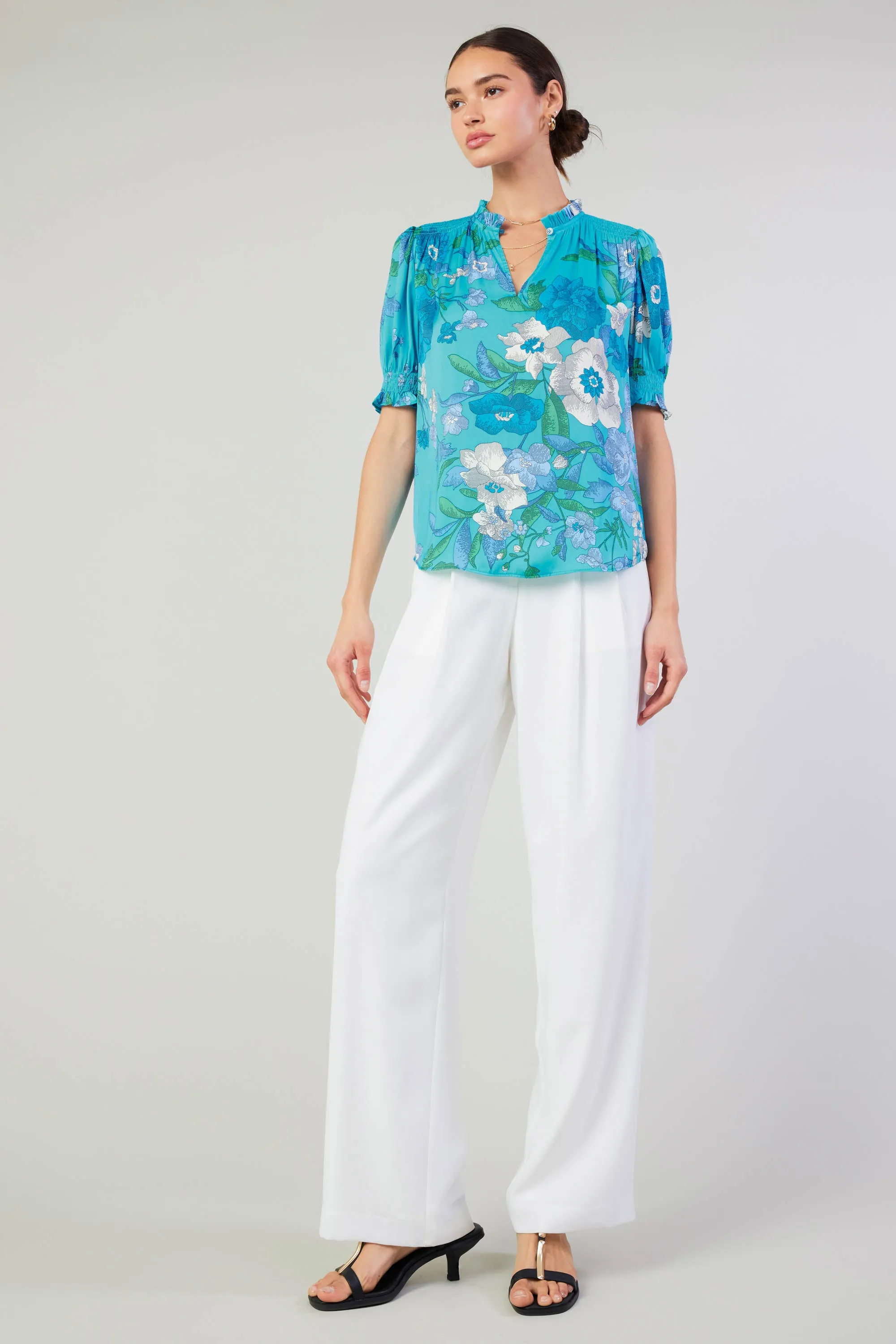 Botanical Smocked Shoulder Blouse sold by Current Air product image thumbnail 3