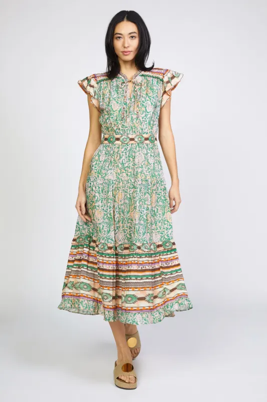 Border Print Striped Midi Dress sold by Current Air