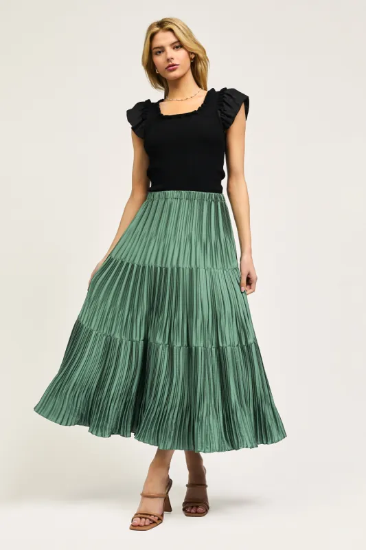 Pleated Tiered Midi Skirt sold by Current Air