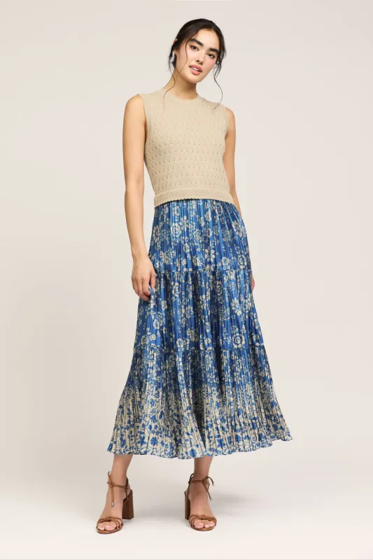 Floral Contrast Knit Midi Dress sold by Current Air
