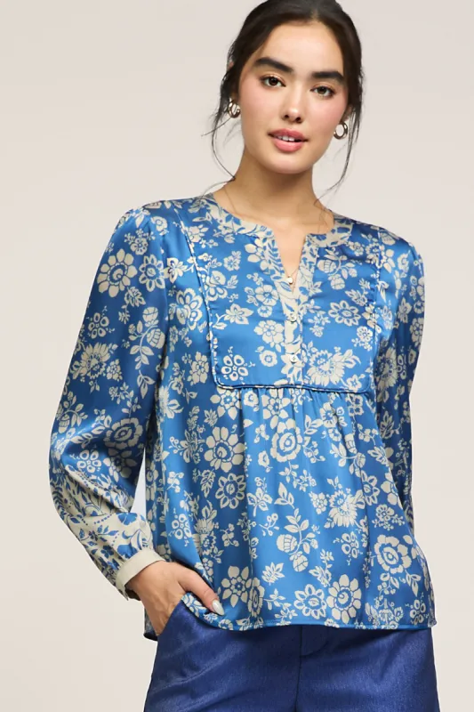 Floral Print Placket Blouse sold by Current Air