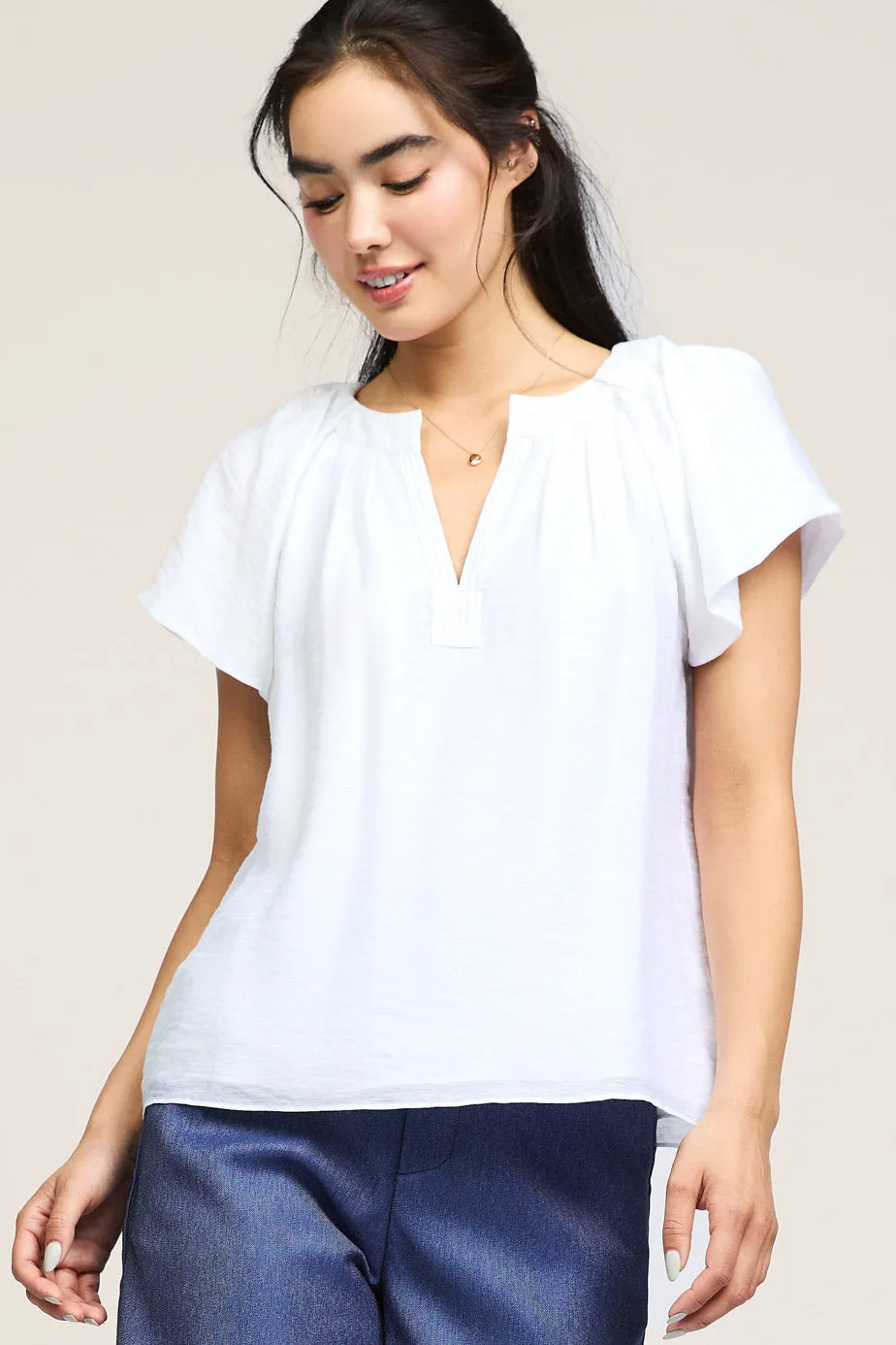 Split Neck Short Sleeve Top sold by Current Air