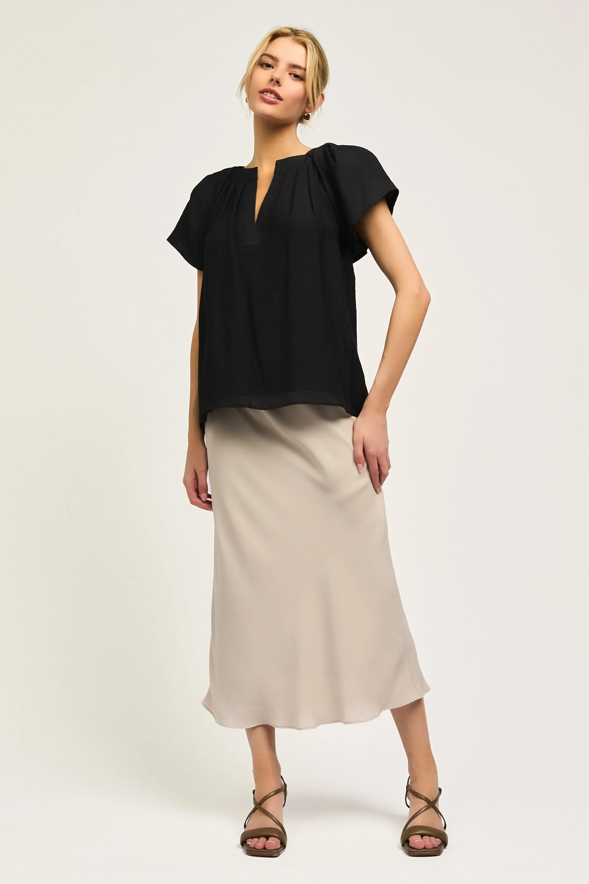 Split Neck Short Sleeve Top sold by Current Air product image thumbnail 4