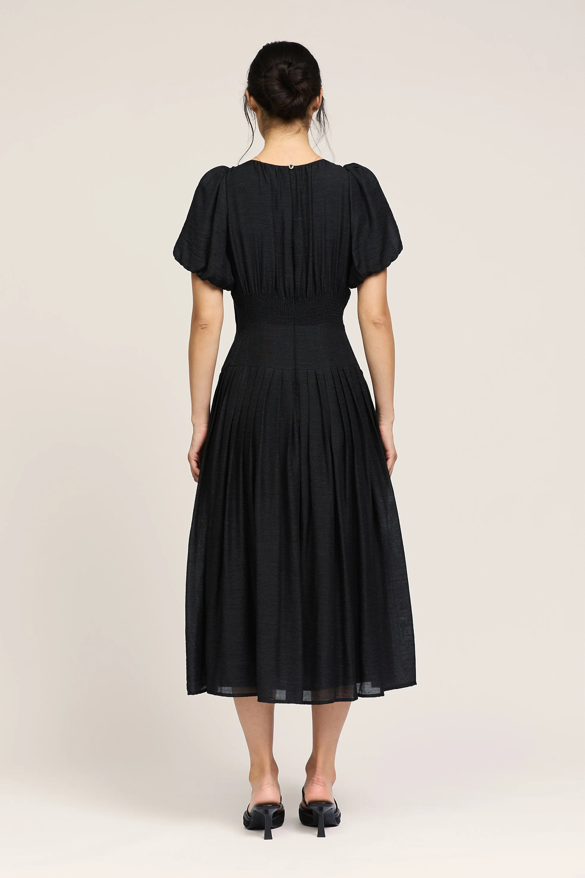 Pleated Smocked Waist Midi Dress sold by Current Air product image thumbnail 5