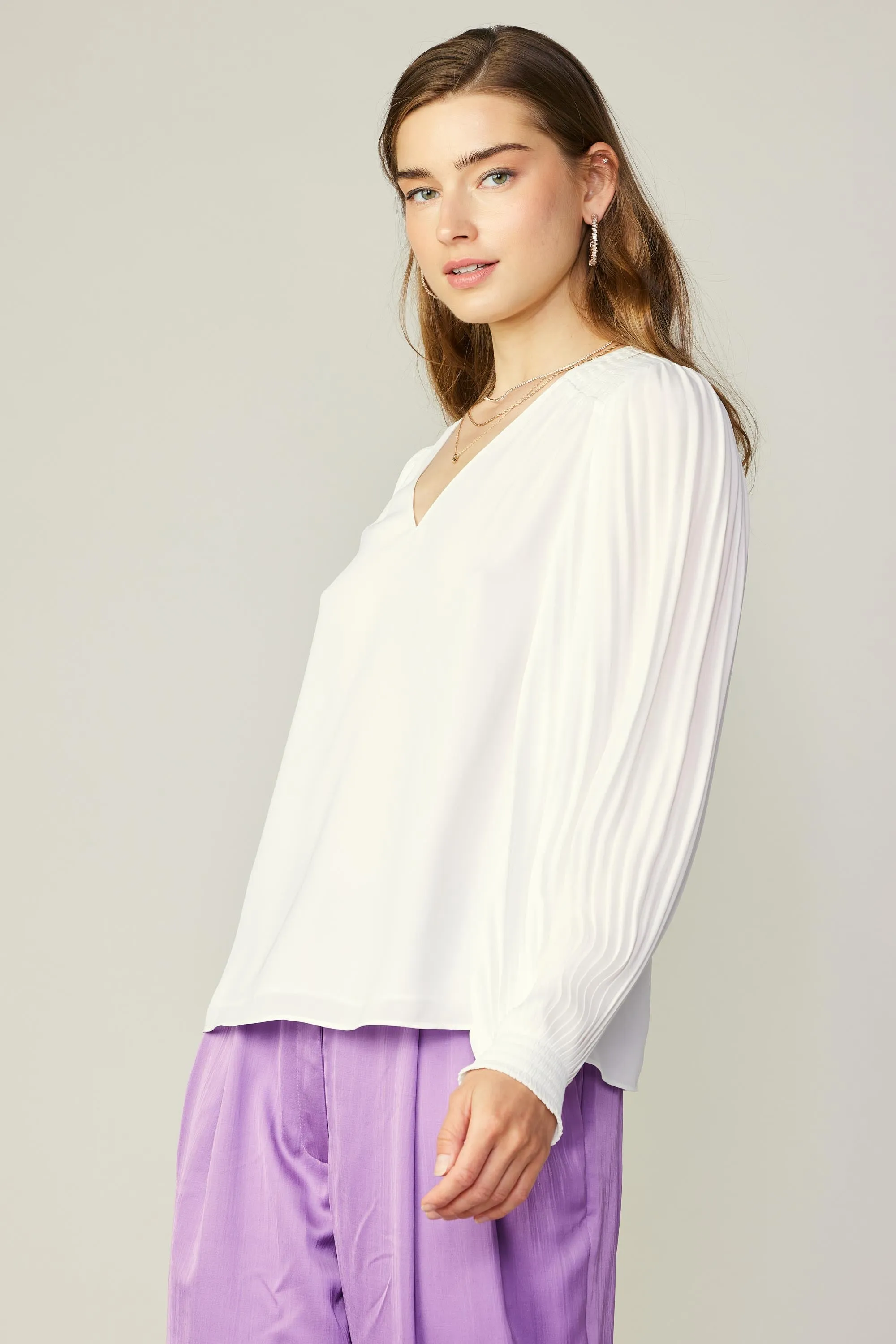 Long Pleated Sleeve Blouse sold by Current Air product image thumbnail 3