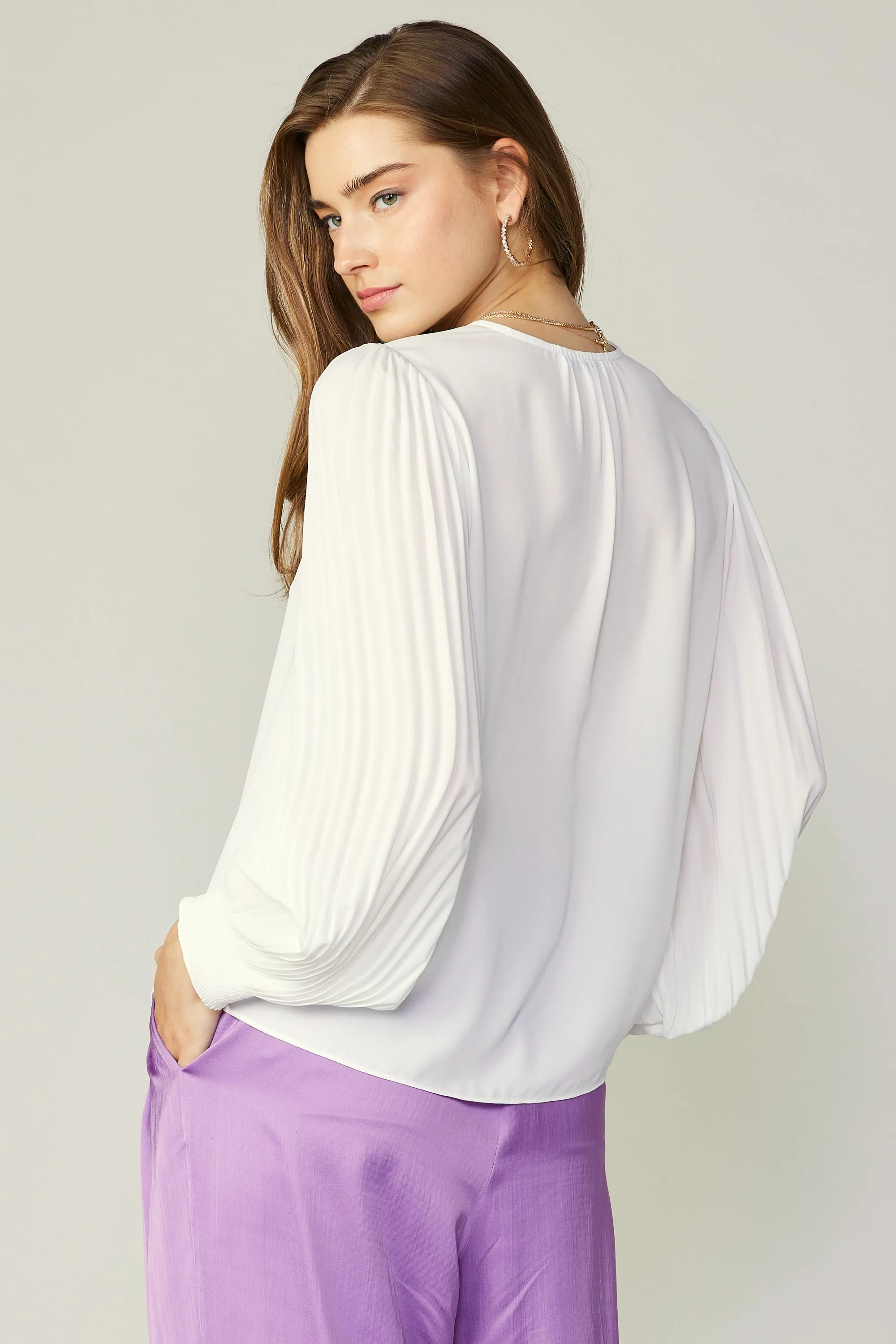 Long Pleated Sleeve Blouse sold by Current Air product image thumbnail 2