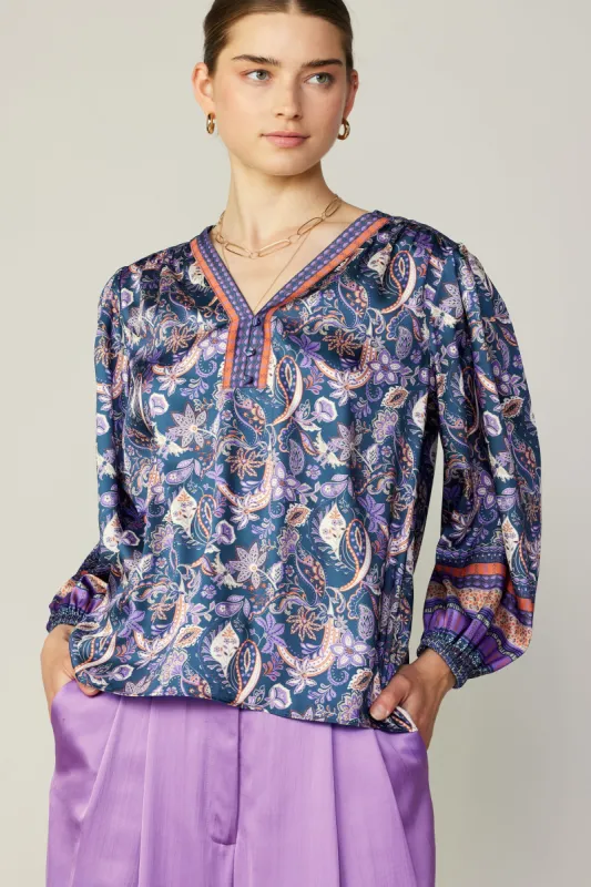 Border Print Paisley Top sold by Current Air