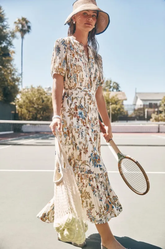 Pleated Floral Maxi Dress made by Current Air