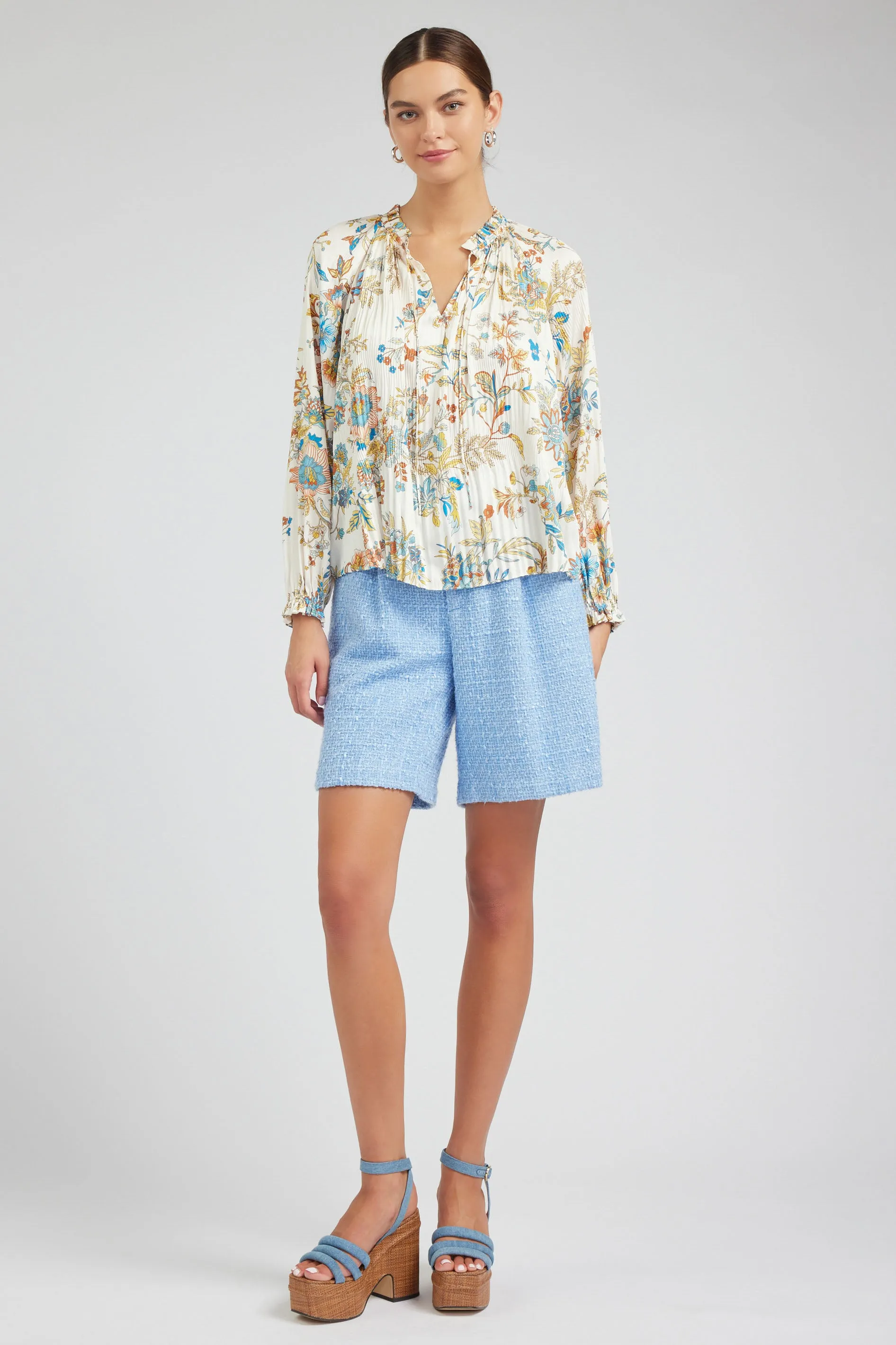 Floral Pleated Splitneck Blouse sold by Current Air product image thumbnail 2