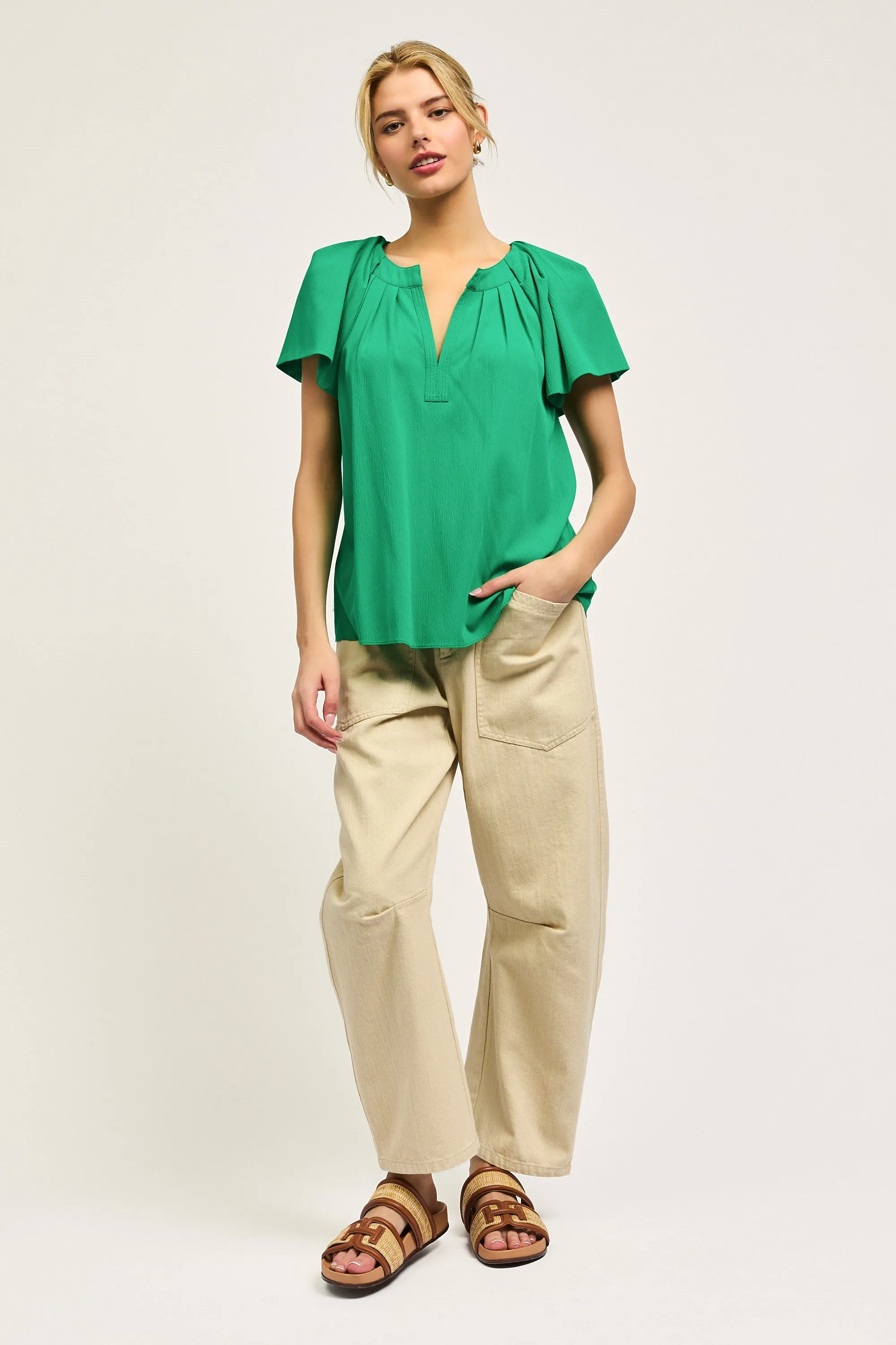 Split Neck Short Sleeve Top sold by Current Air product image thumbnail 2