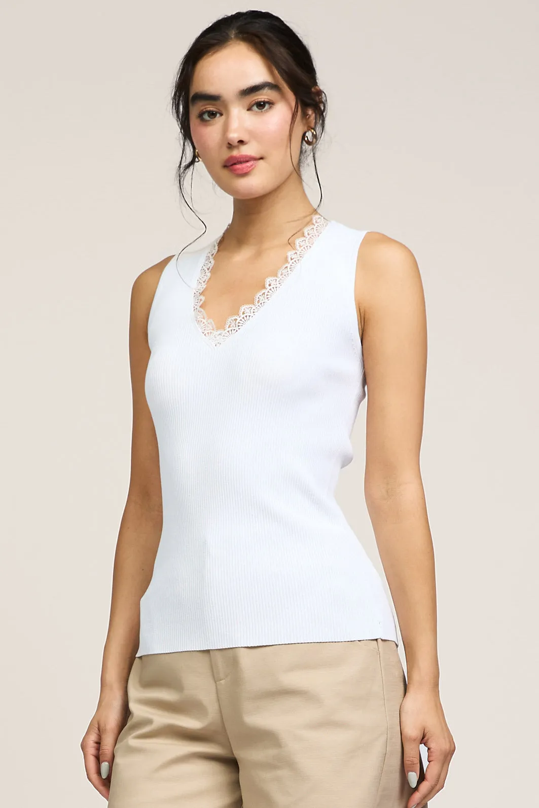 Lace Trim Knit Tank sold by Current Air