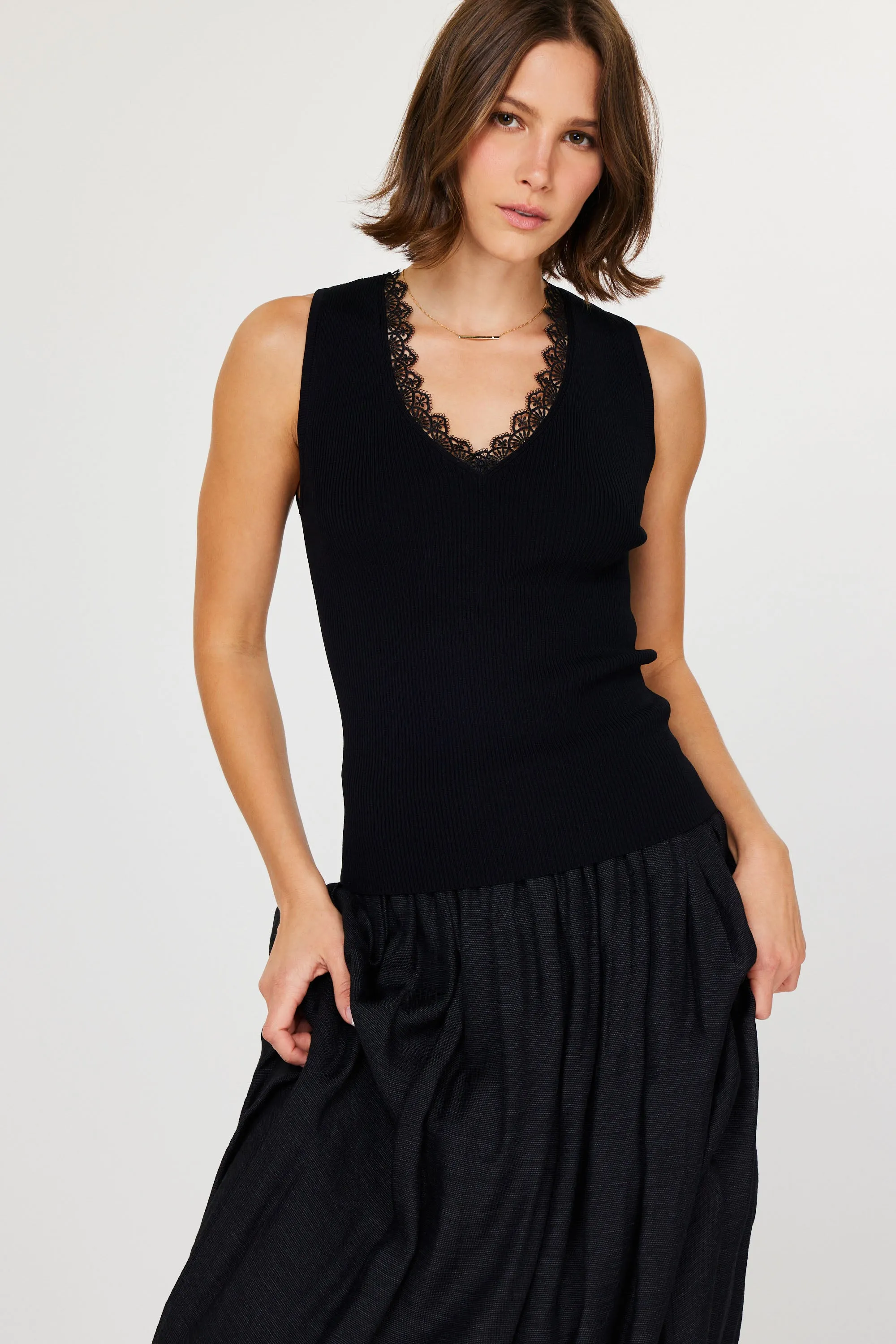 Lace Trim Tank sold by Current Air