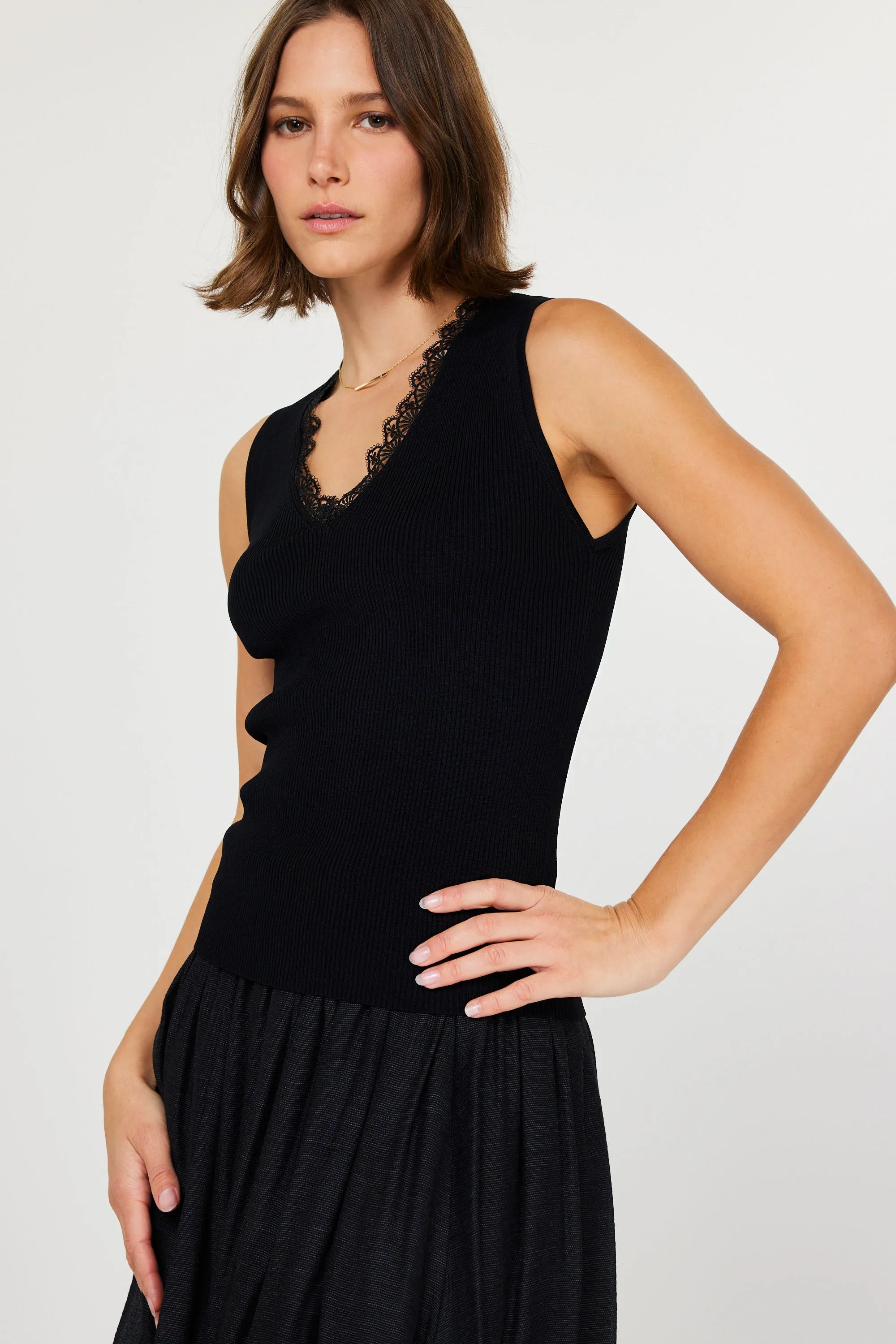 Lace Trim Tank sold by Current Air product image thumbnail 2