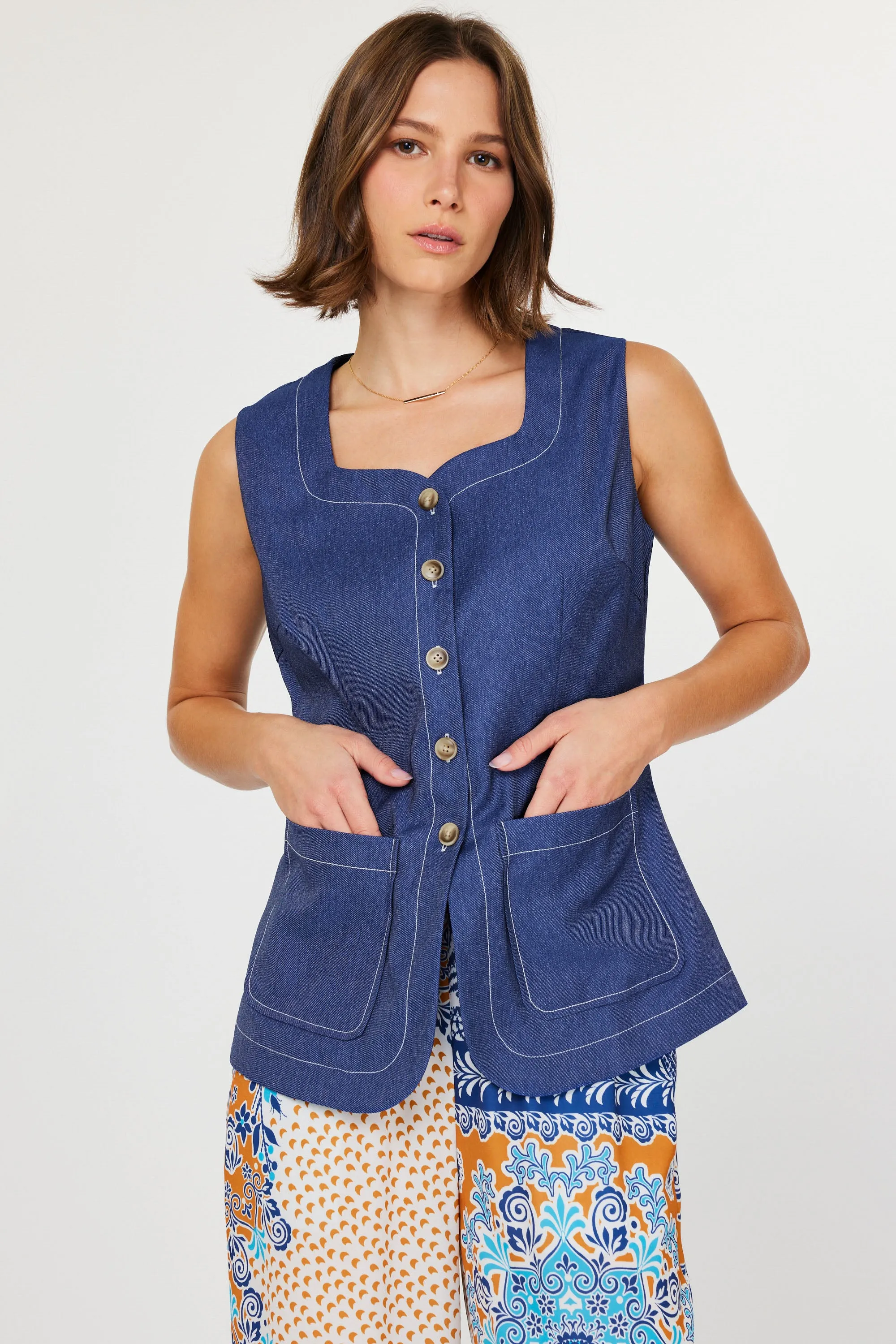Contrast Stitch Vest sold by Current Air product image thumbnail 2