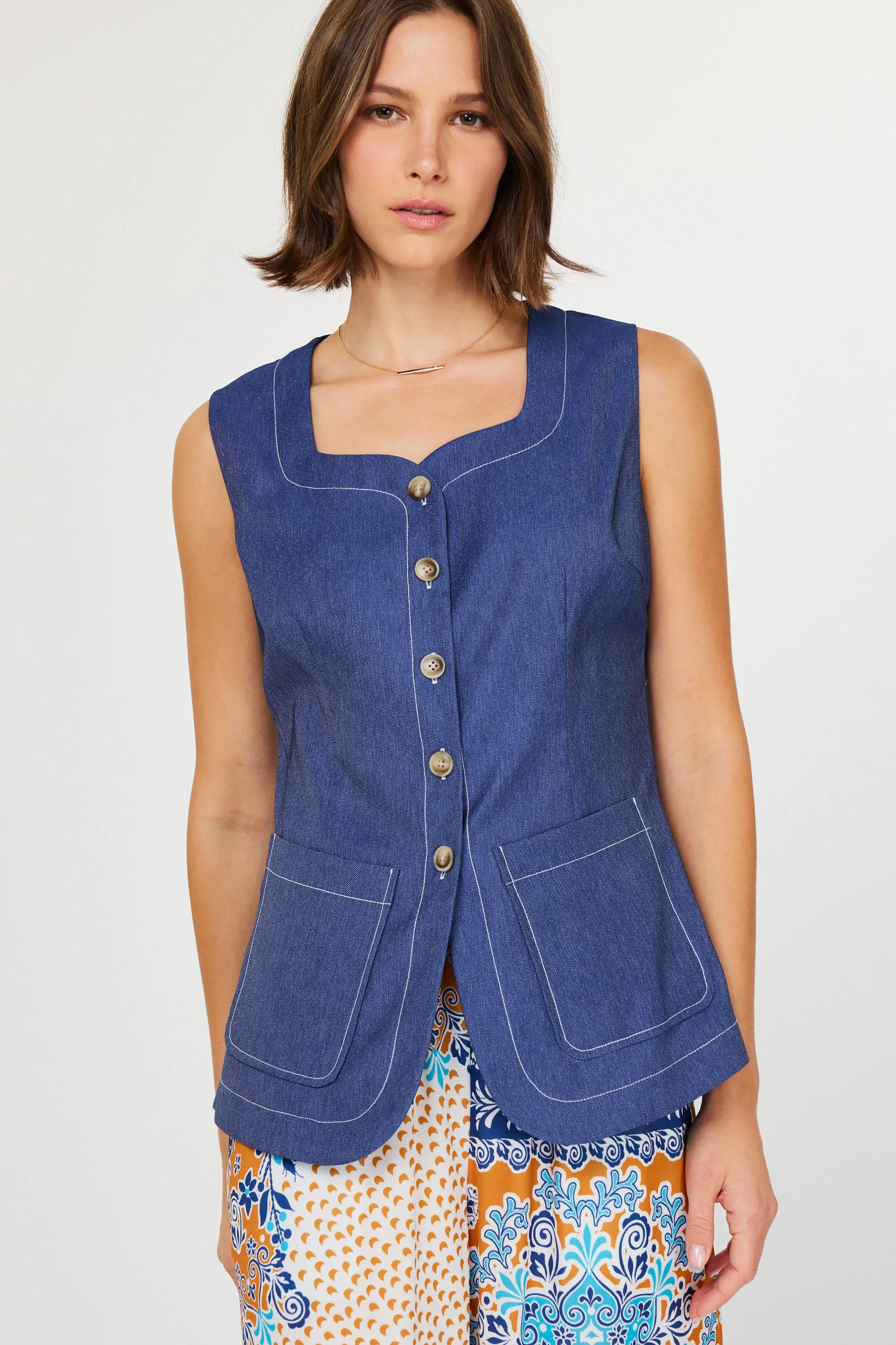 Contrast Stitch Vest sold by Current Air