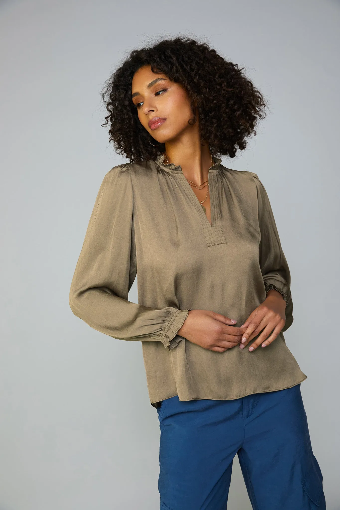 Top Stitch Placket Blouse sold by Current Air product image thumbnail 3
