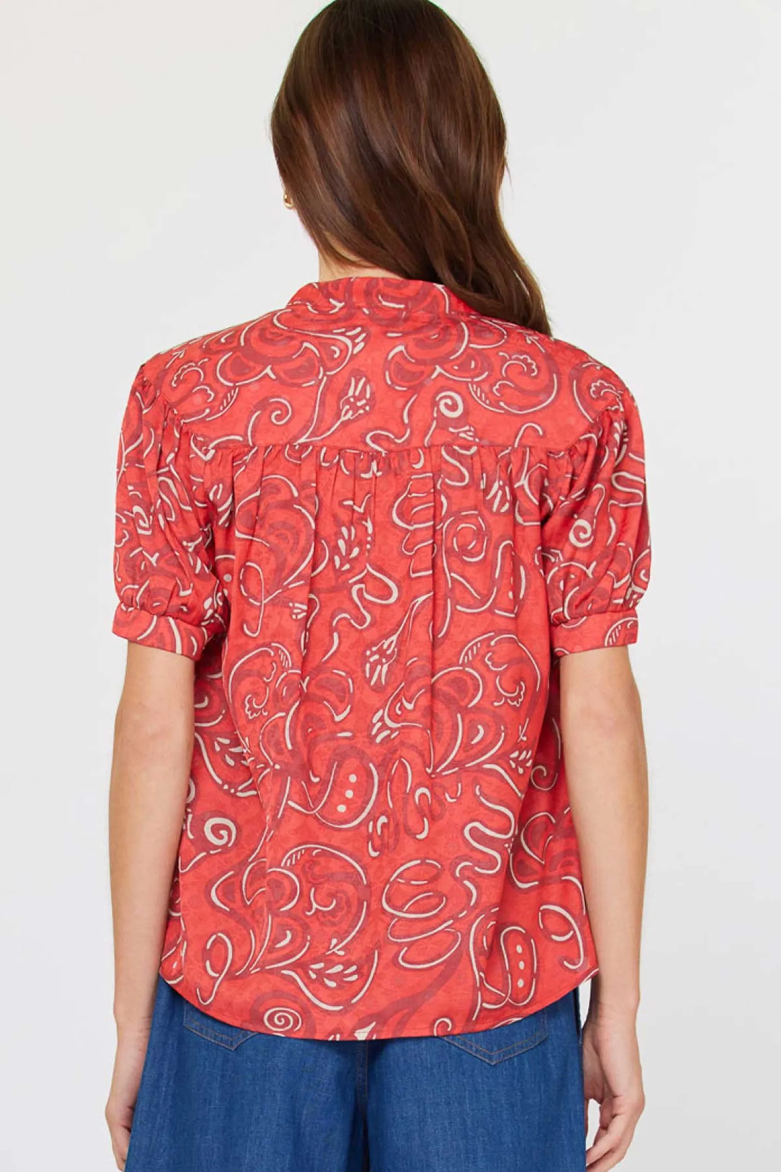 Red pattern blouse sold by Current Air product image thumbnail 3