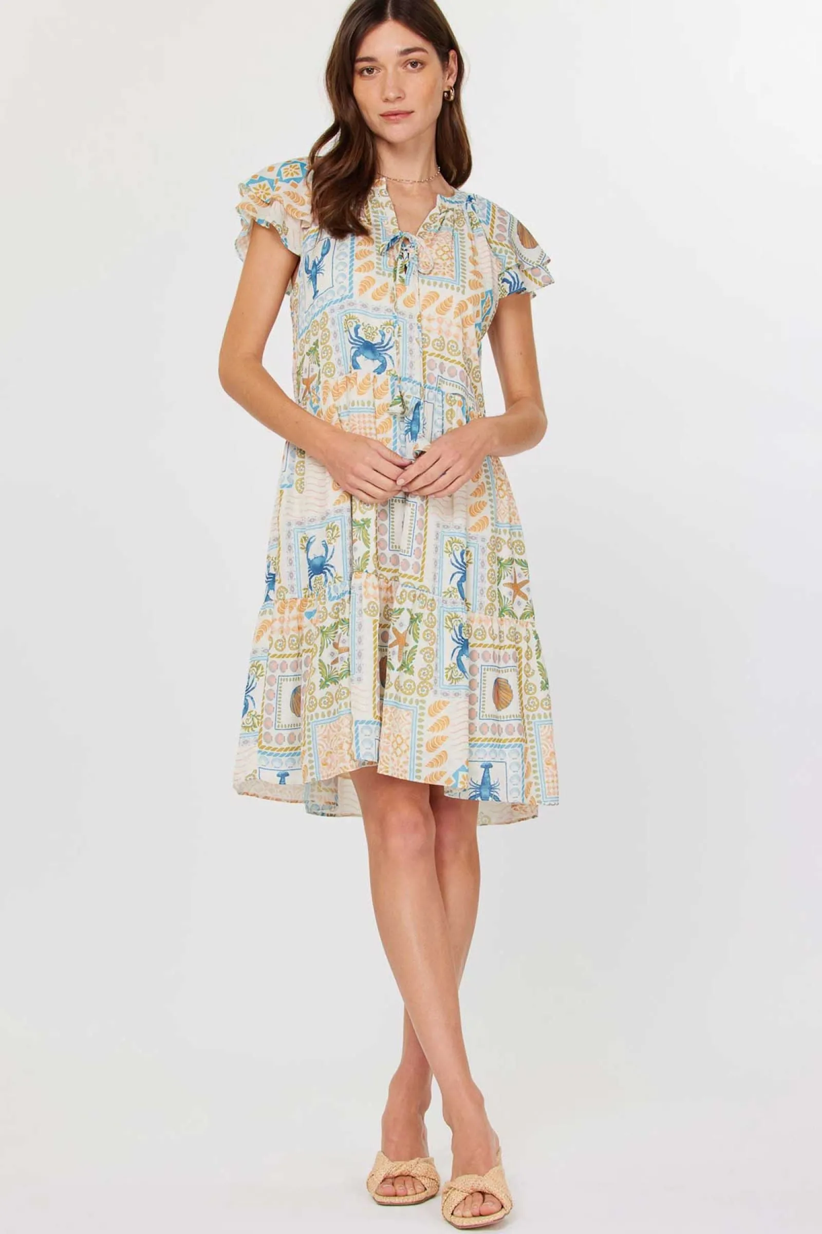 V-NECK FLUTTER SLEEVE MINI DRESS sold by Current Air product image thumbnail 4