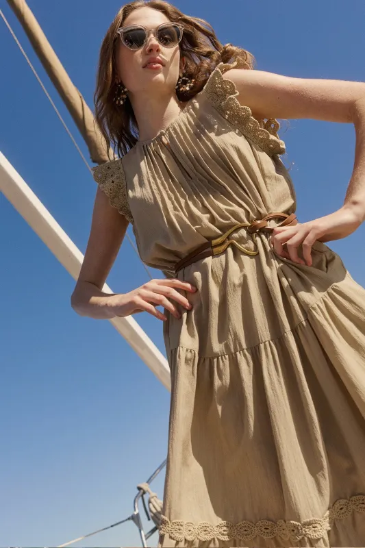 Cotton lace trim detail dress sold by Current Air