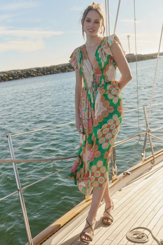 Patch print dress sold by Current Air