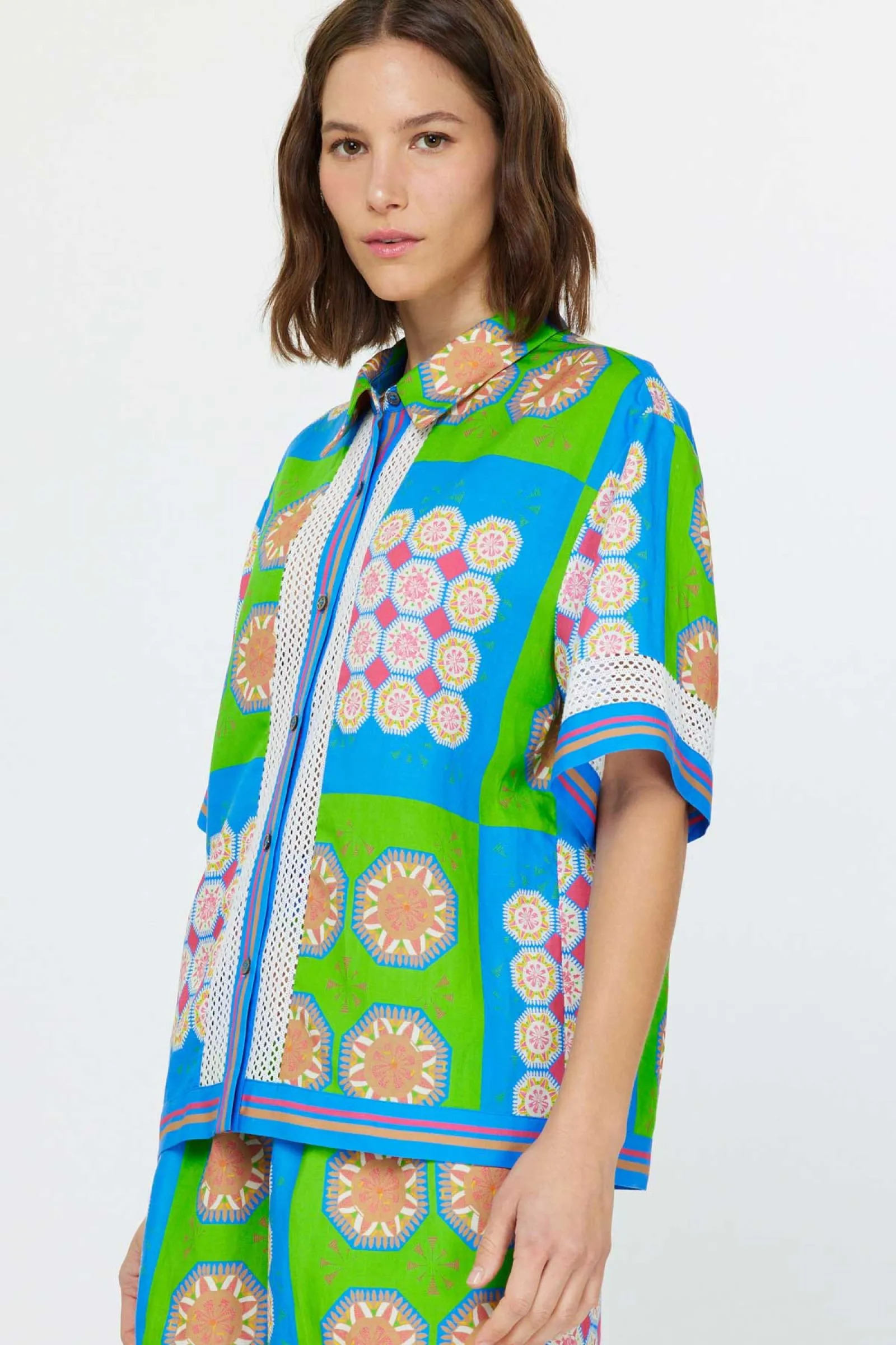 Print button down with trim insert sold by Current Air product image thumbnail 3