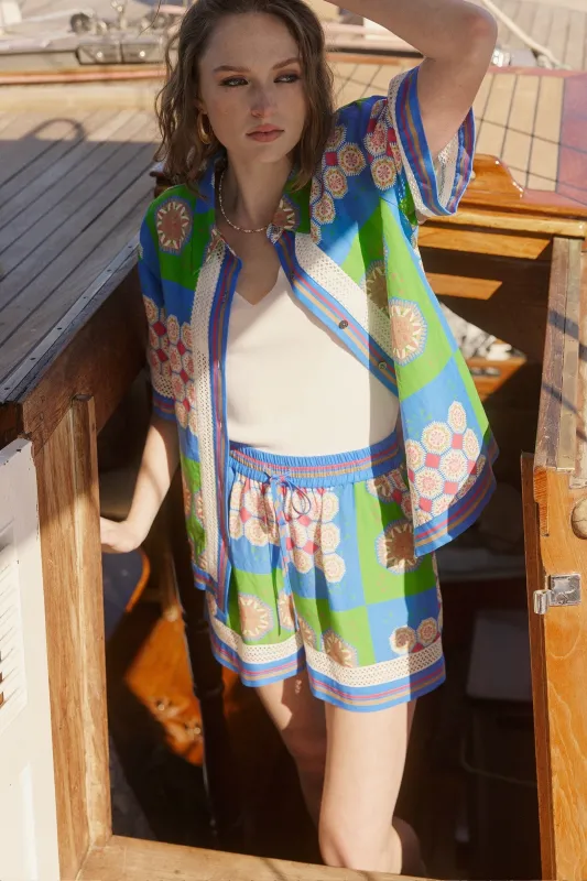 Print button down with trim insert sold by Current Air