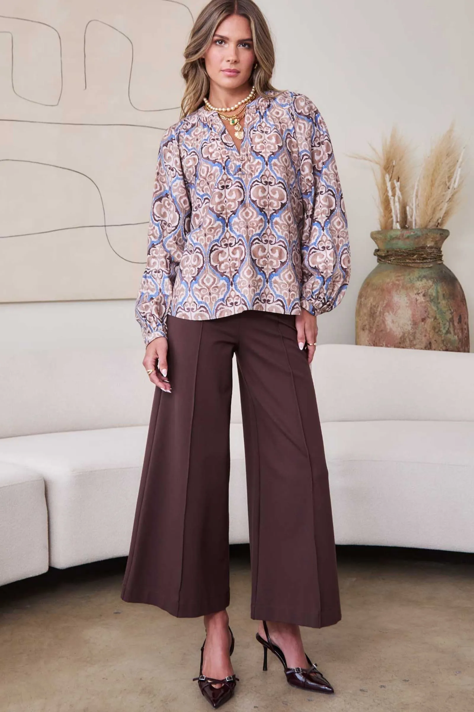 Mauve Brown Long Sleeve Blouse-Test sold by Current Air product image thumbnail 3