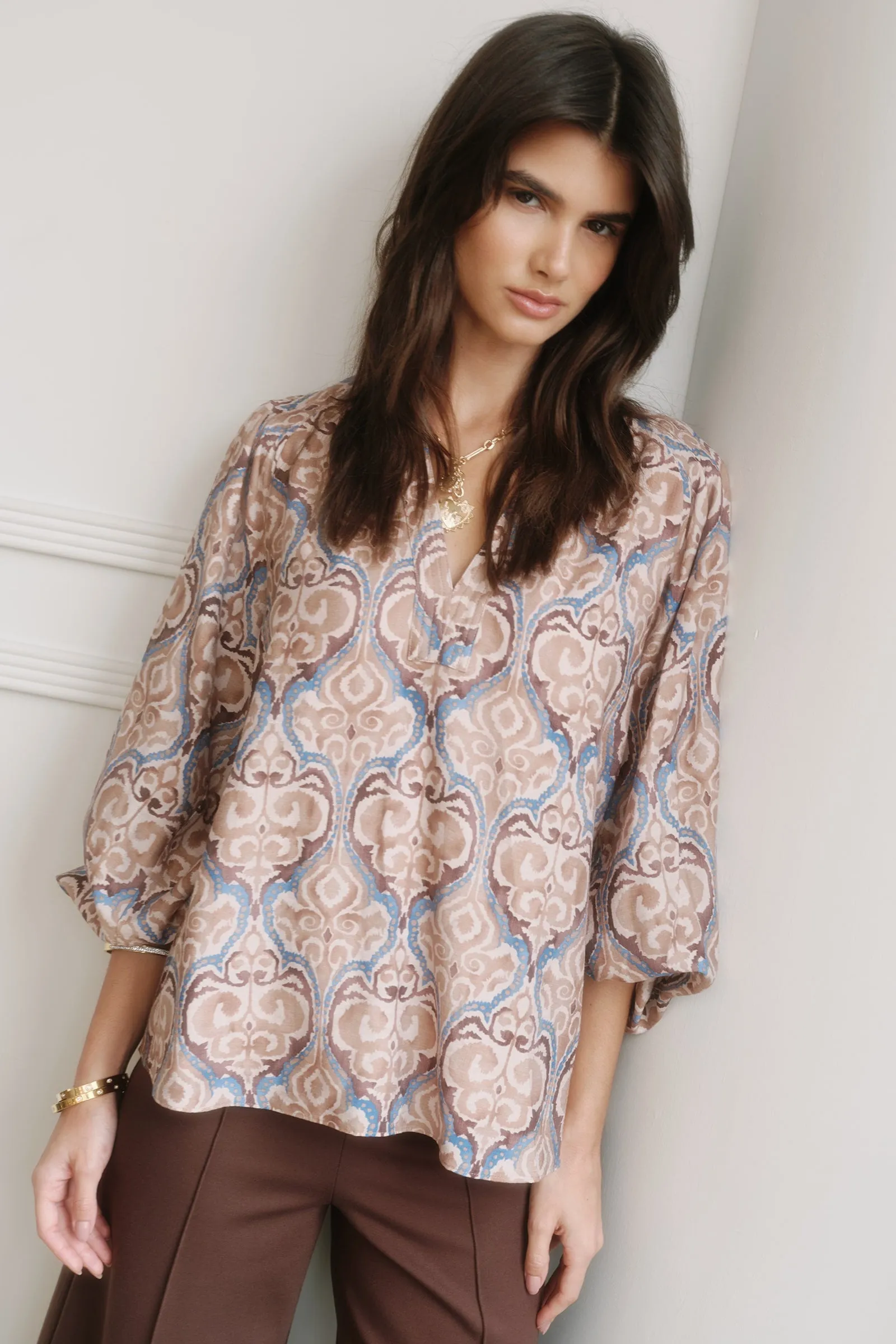 Mauve Brown Long Sleeve Blouse-Test sold by Current Air