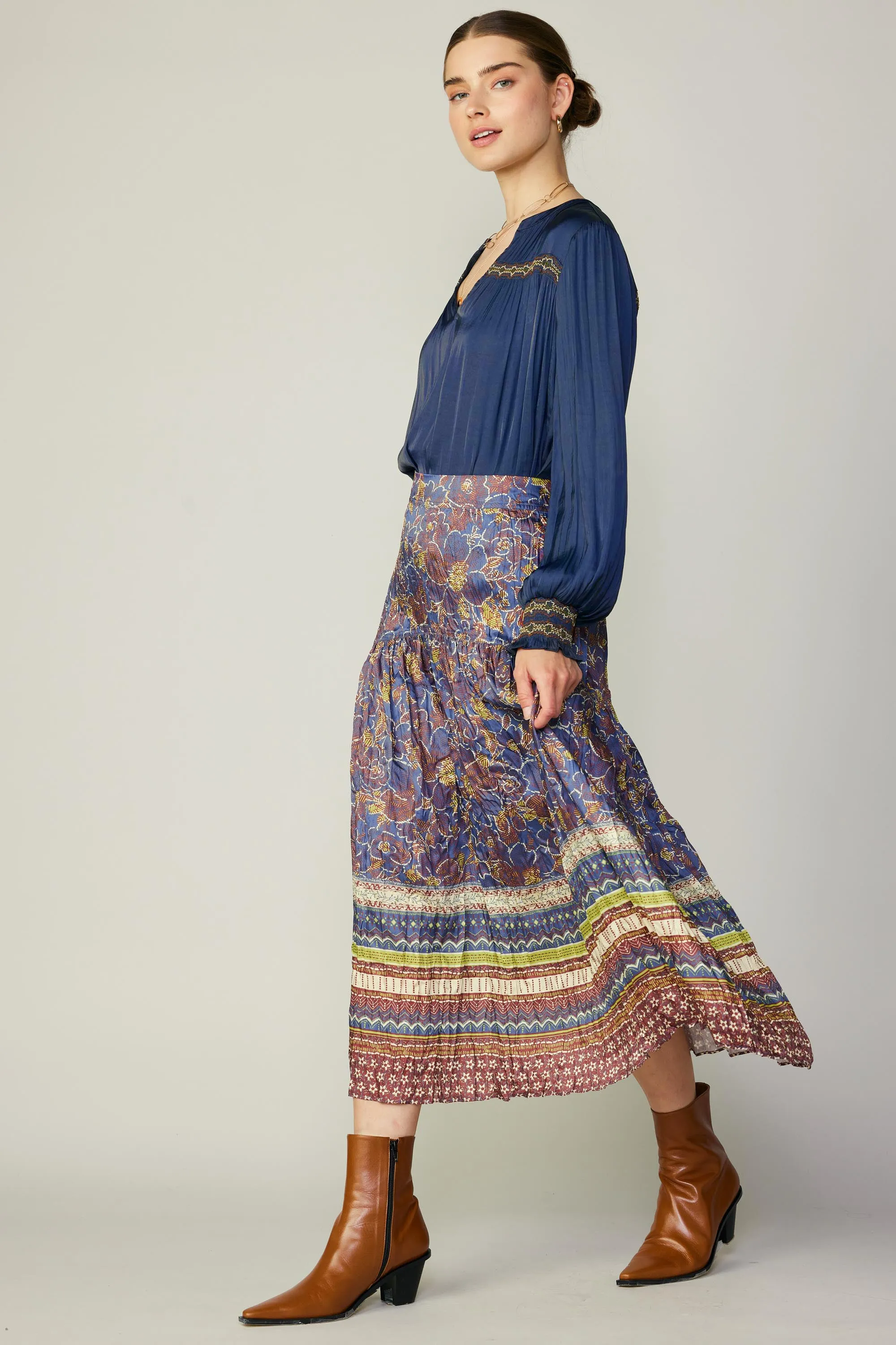 Floral Border Print Midi Skirt sold by Current Air product image thumbnail 2
