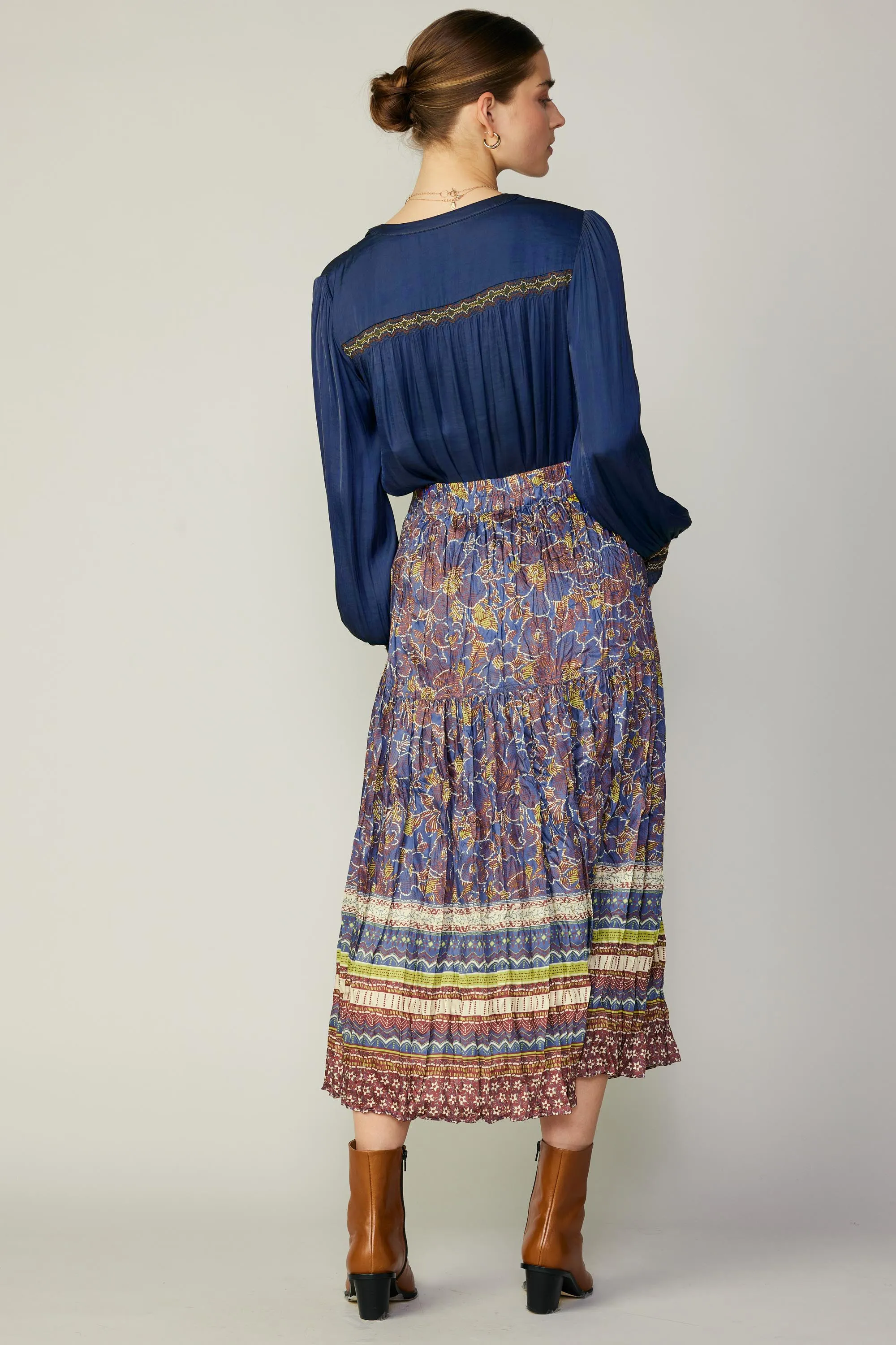 Floral Border Print Midi Skirt sold by Current Air product image thumbnail 3