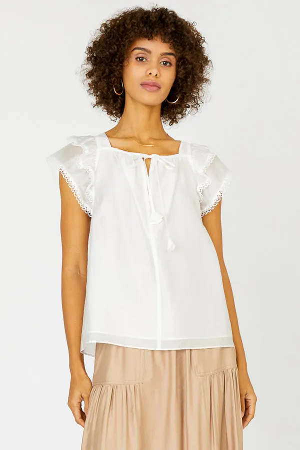 Peekaboo Flutter Sleeve Top sold by Current Air