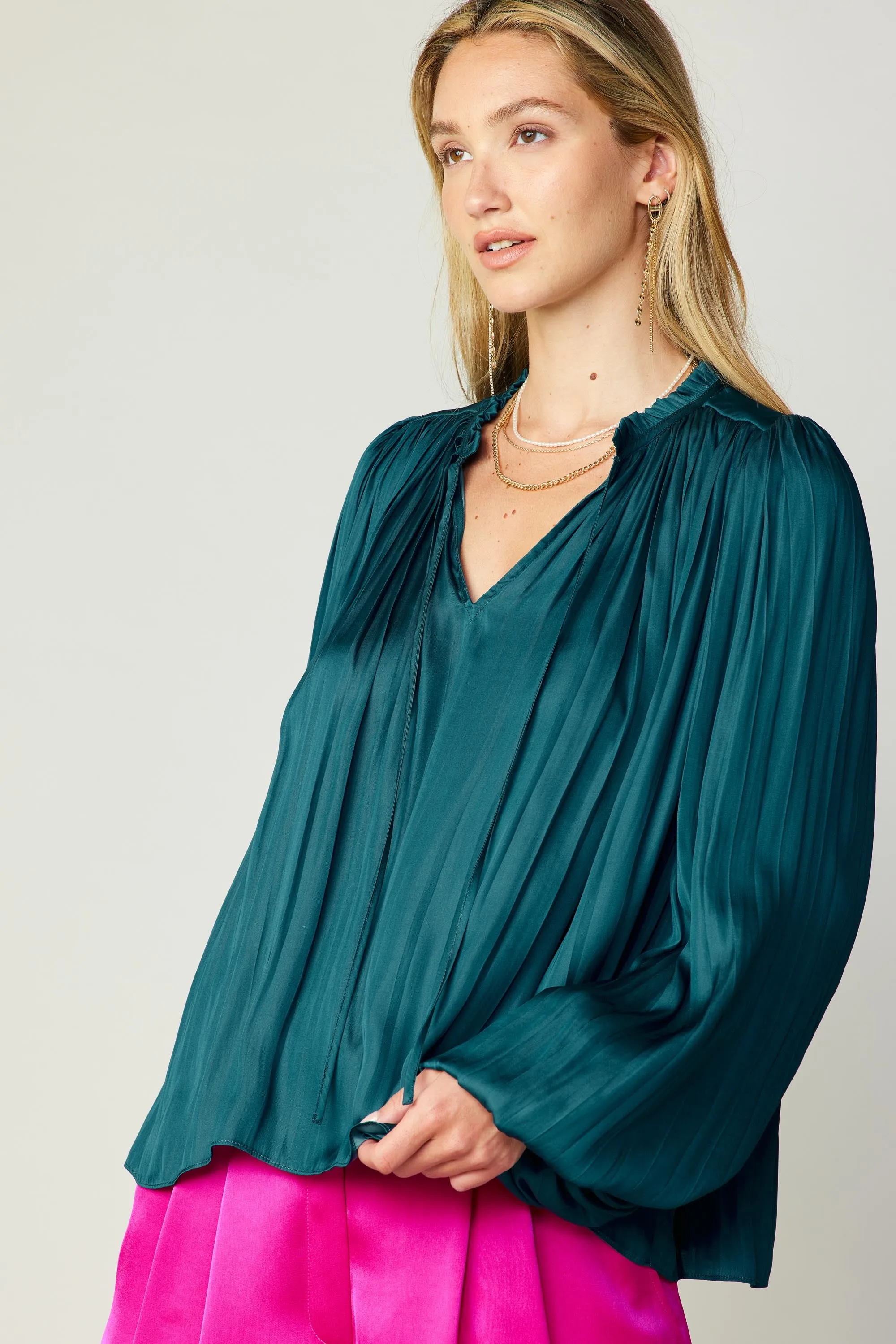 Pleated Puffed Sleeve Blouse sold by Current Air product image thumbnail 4