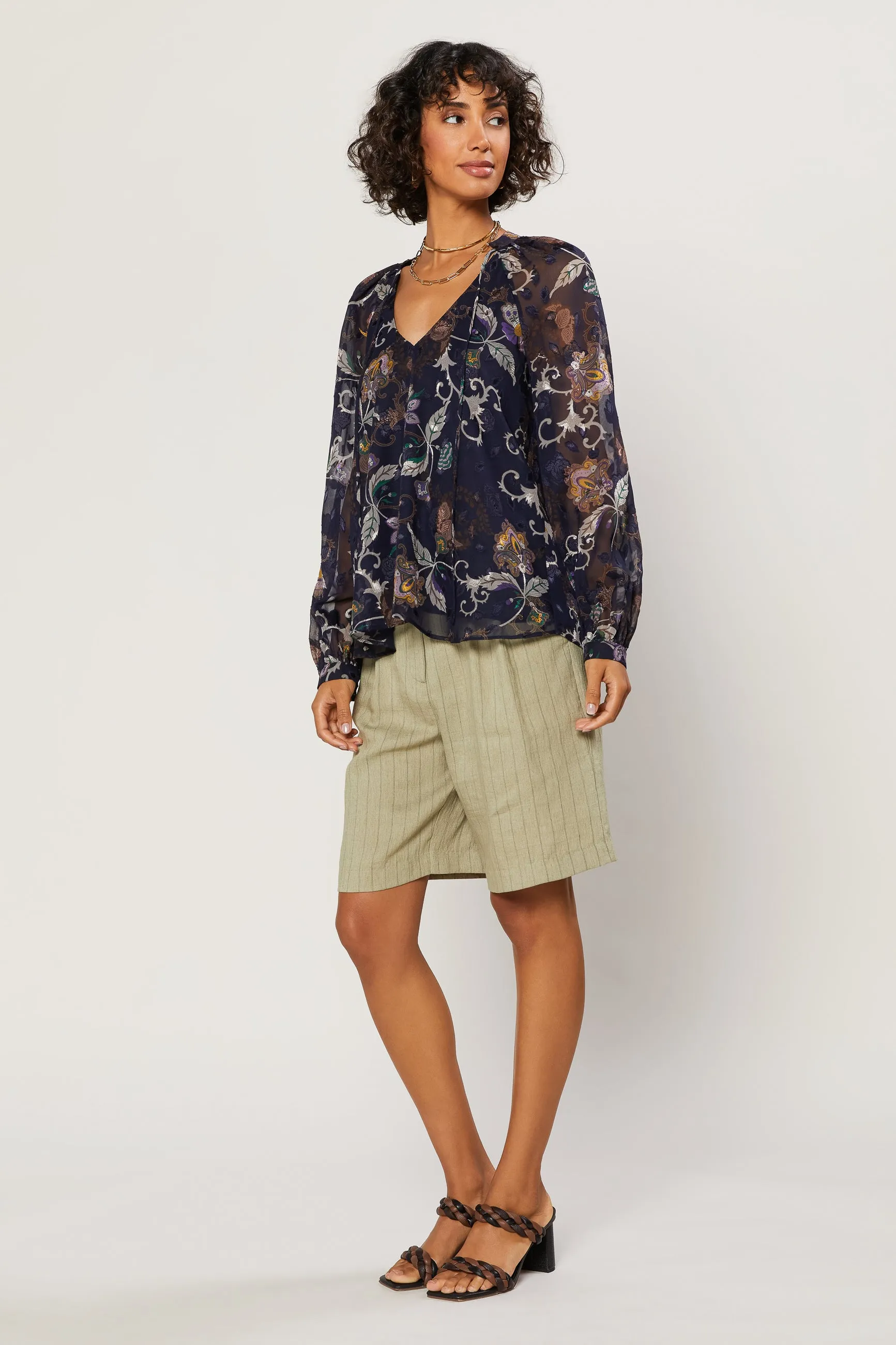 Navy Floral Long Sleeve Top sold by Current Air product image thumbnail 3