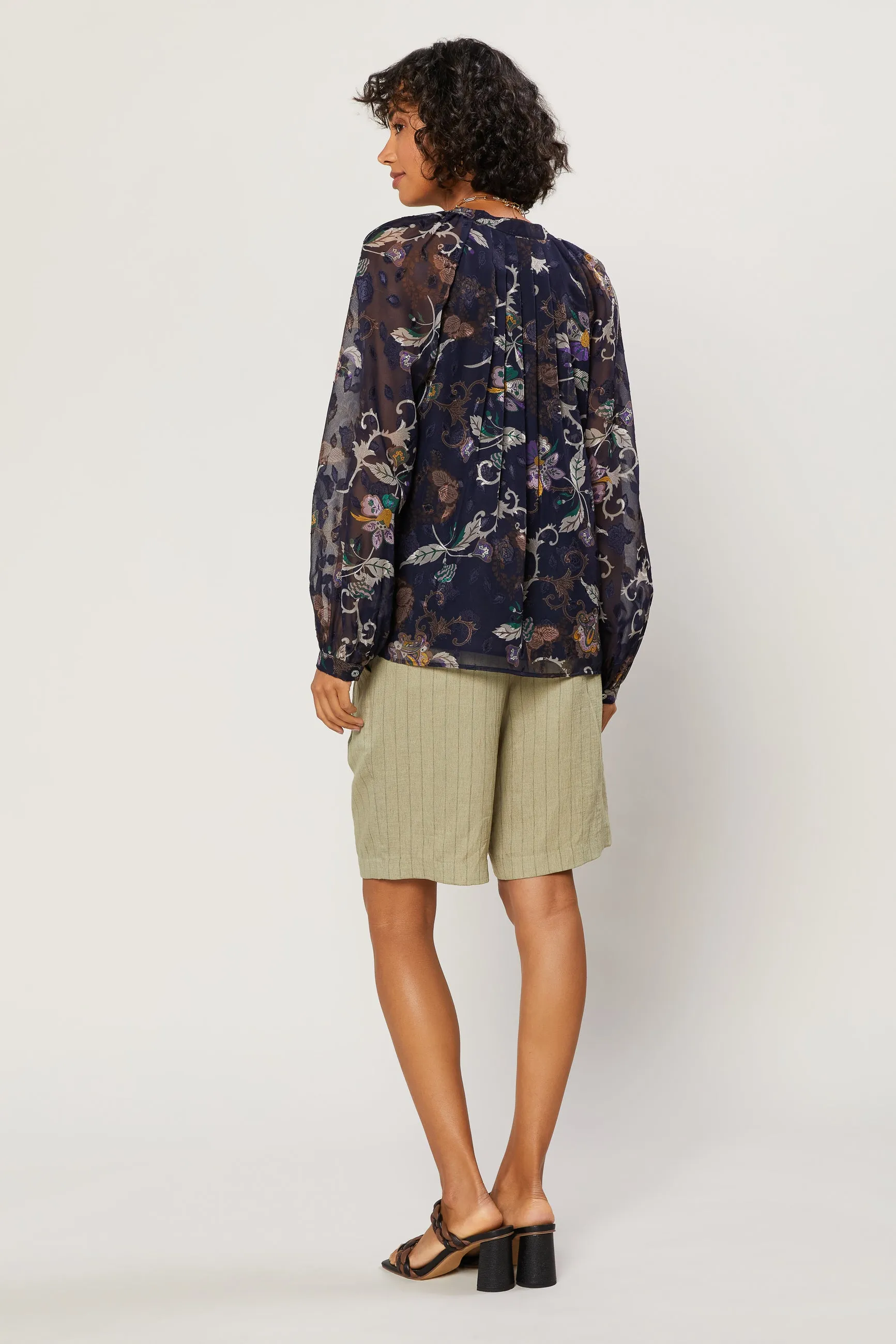 Navy Floral Long Sleeve Top sold by Current Air product image thumbnail 2