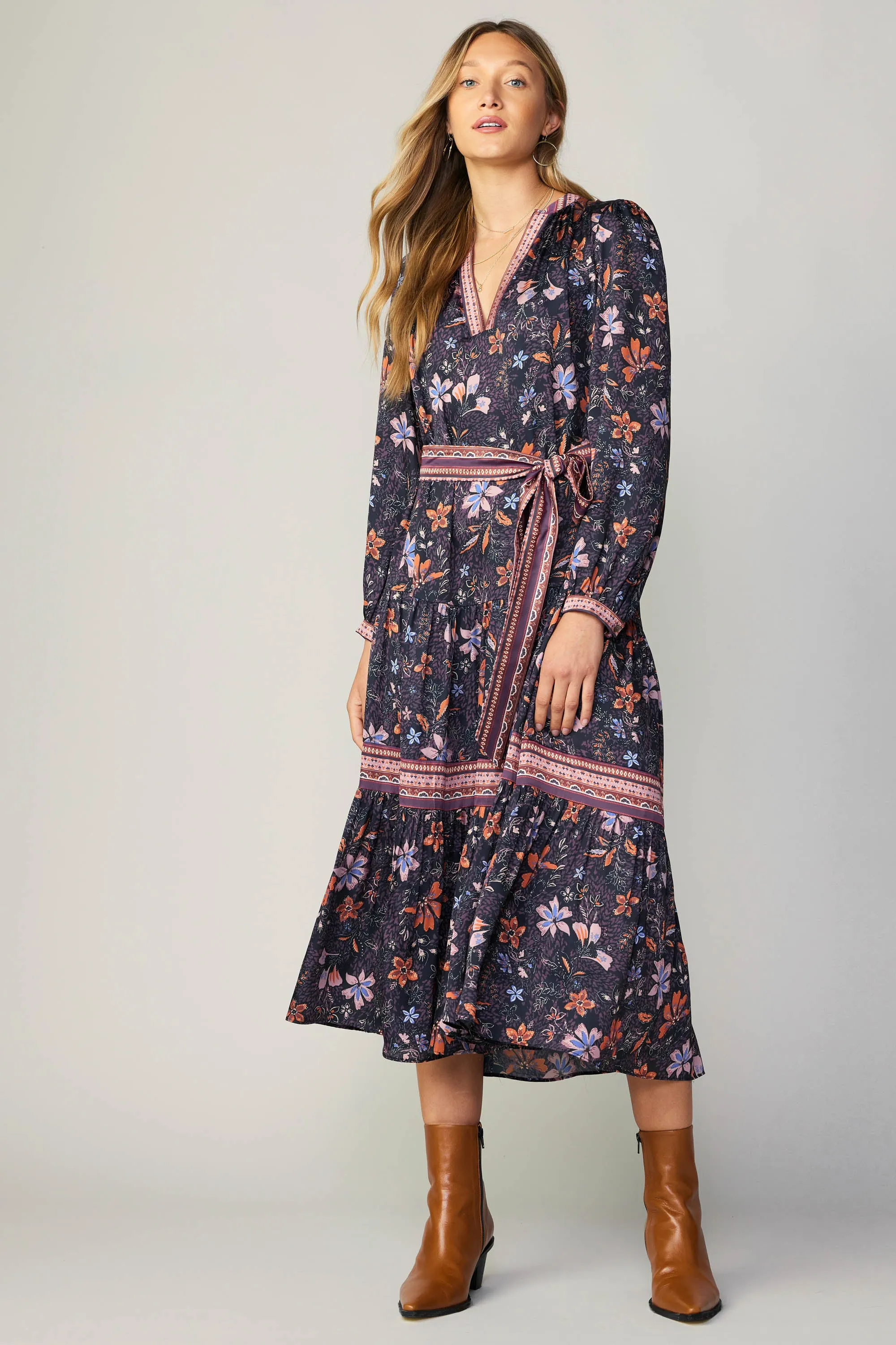 Contrast Stripe Floral Midi Dress sold by Current Air product image thumbnail 2