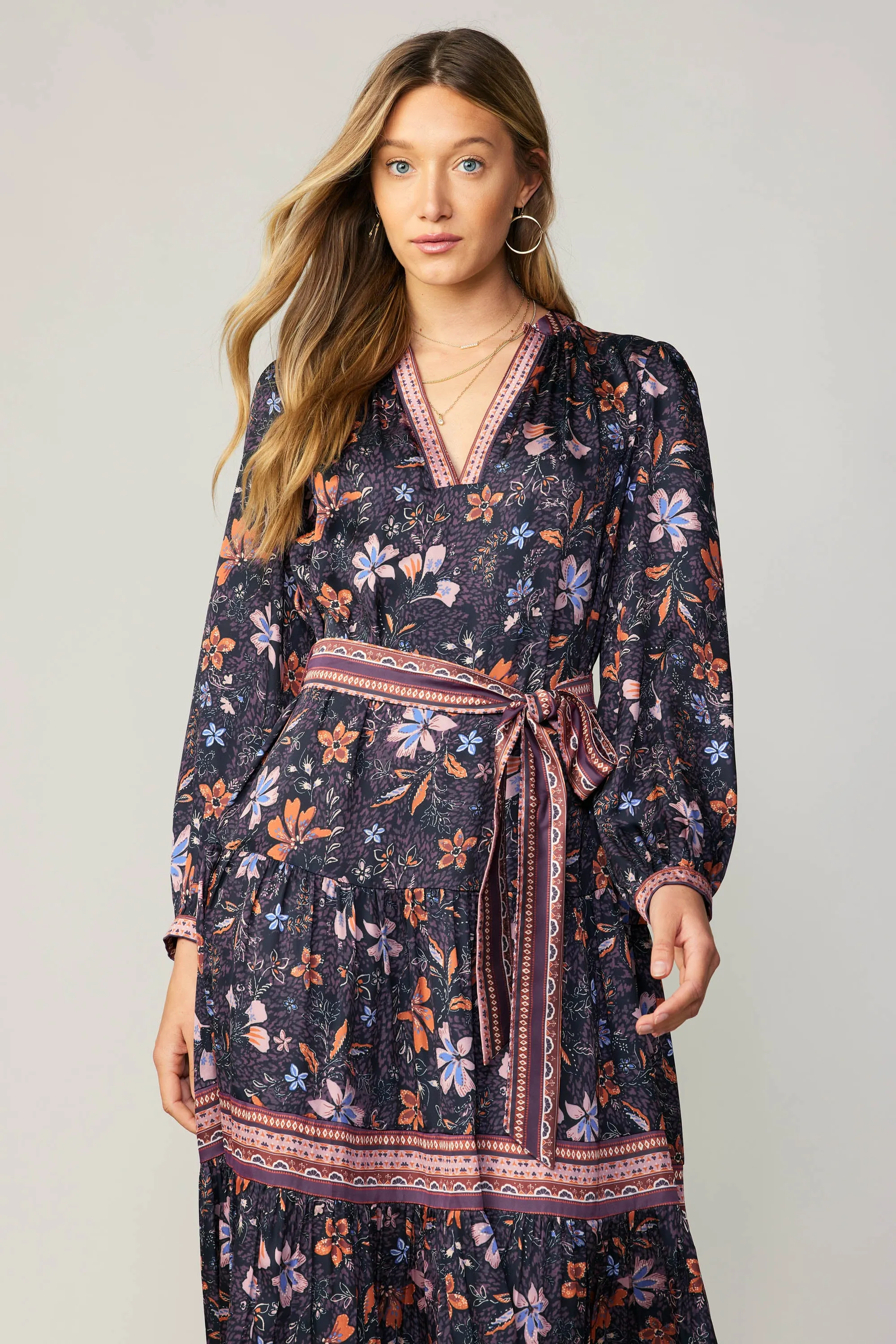 Contrast Stripe Floral Midi Dress sold by Current Air product image thumbnail 3