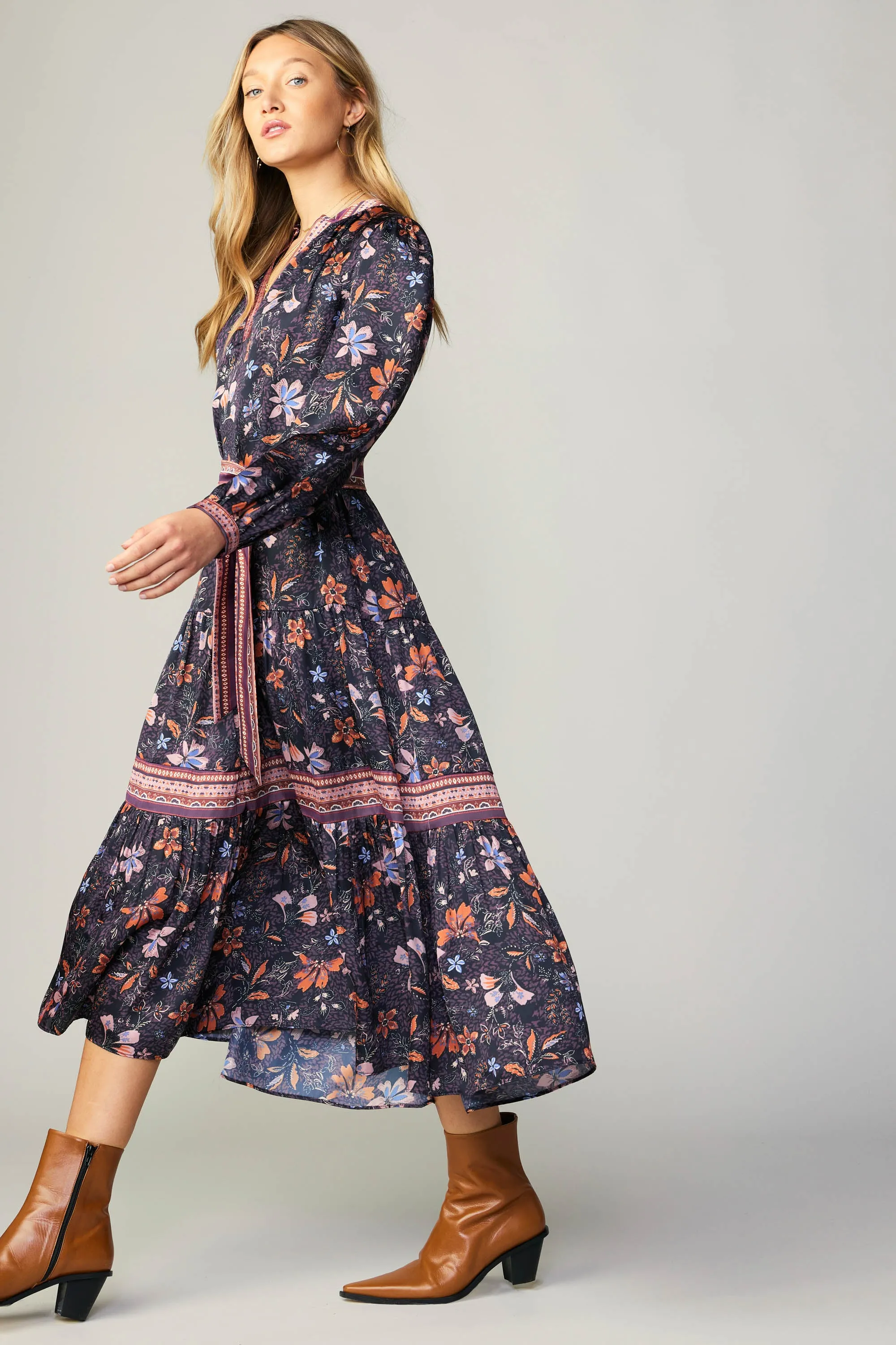 Contrast Stripe Floral Midi Dress sold by Current Air product image thumbnail 4