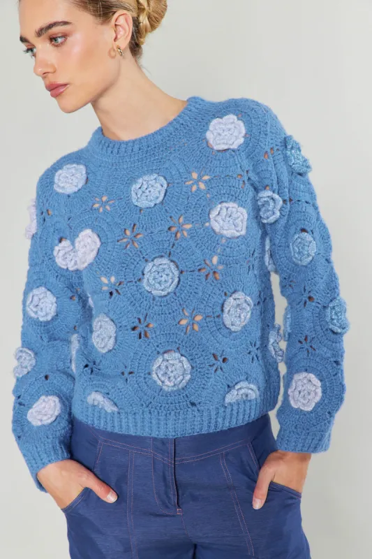 3D Floral Crochet Sweater sold by Current Air