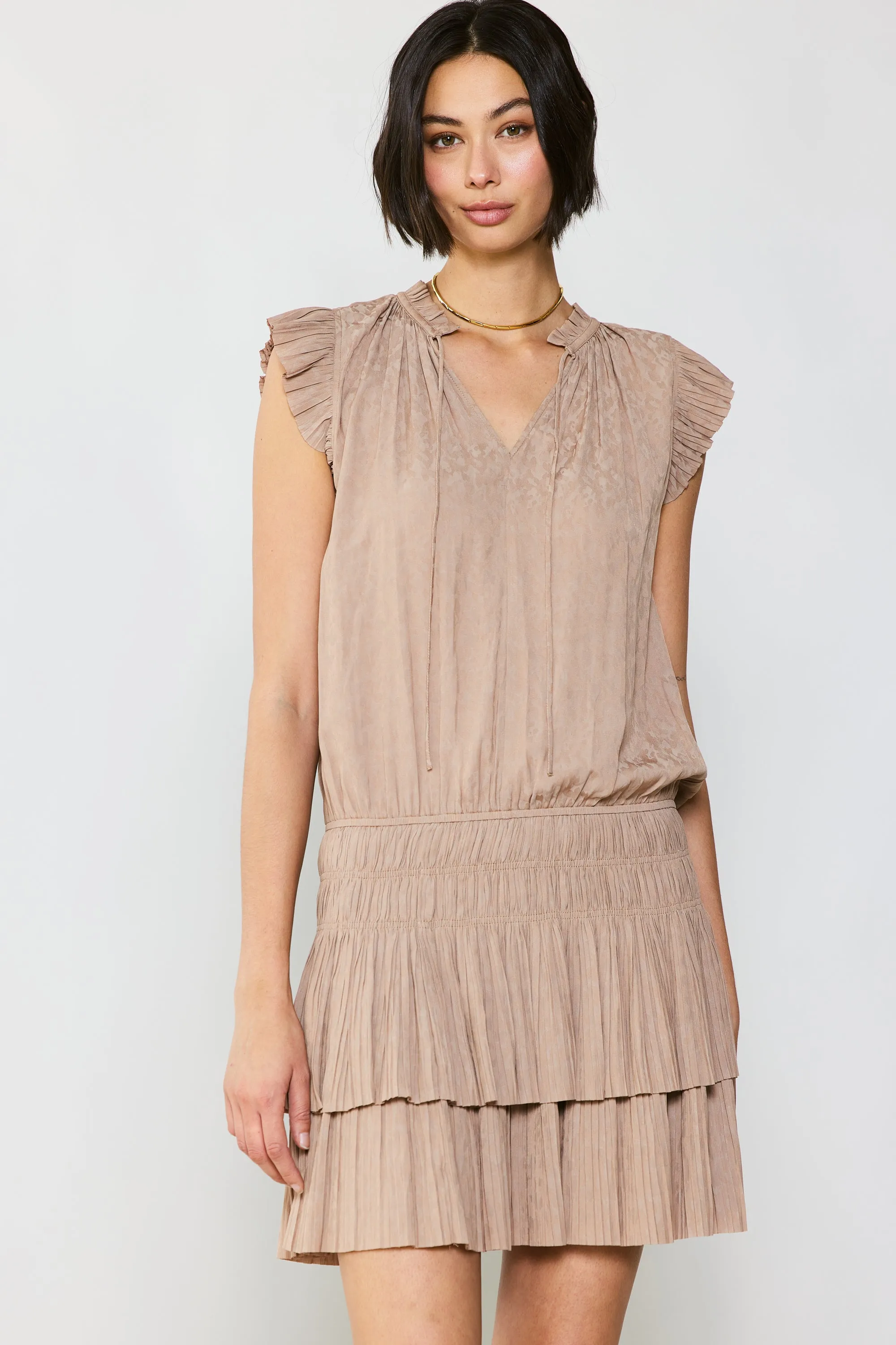 Zoey Jacquard Pleated Mini Dress sold by Current Air