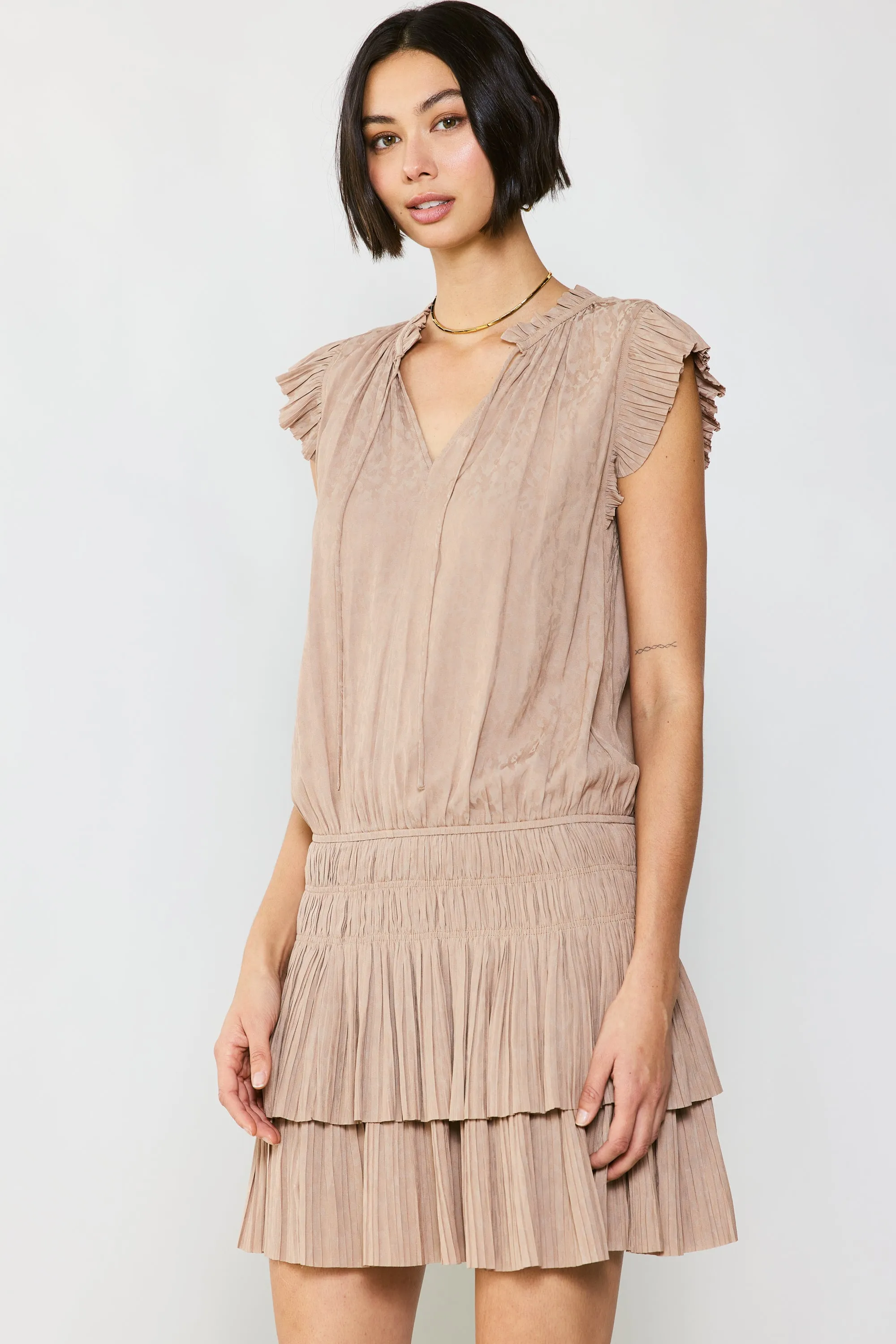 Zoey Jacquard Pleated Mini Dress sold by Current Air product image thumbnail 3