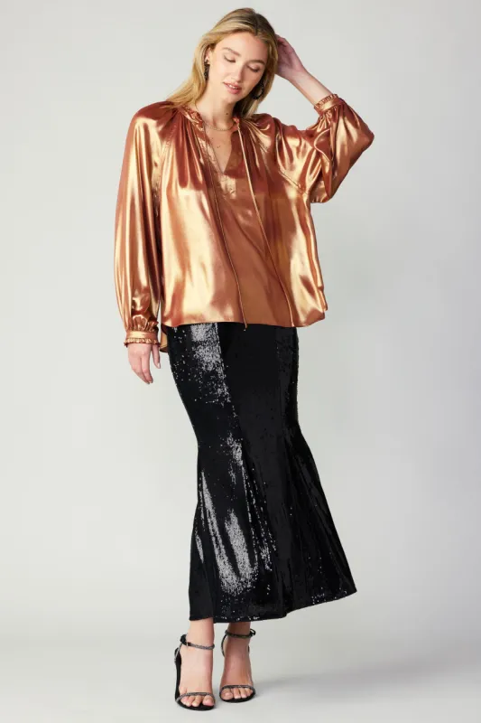 Lustrous Cuffed Blouse sold by Current Air