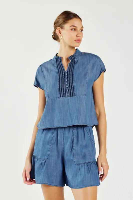 Chambray Crop Top sold by Current Air