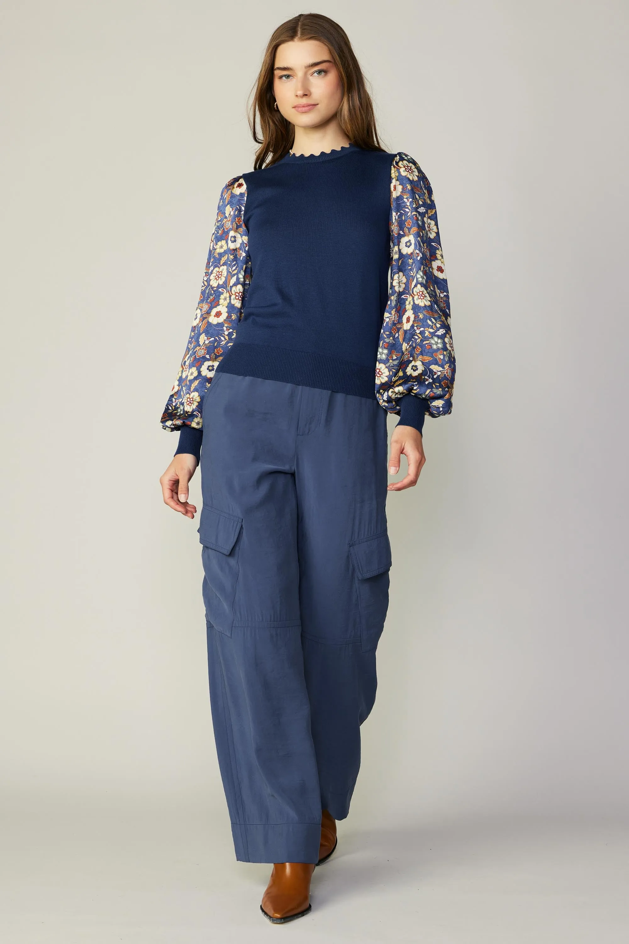 Floral Contrast Sweater Top sold by Current Air product image thumbnail 2