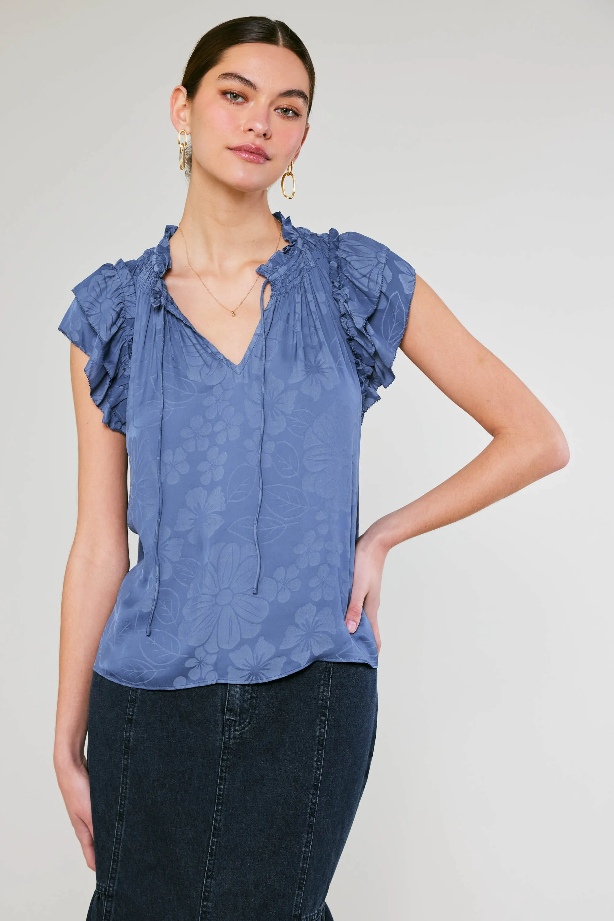 Sadie Tiered Sleeve Floral Blouse sold by Current Air