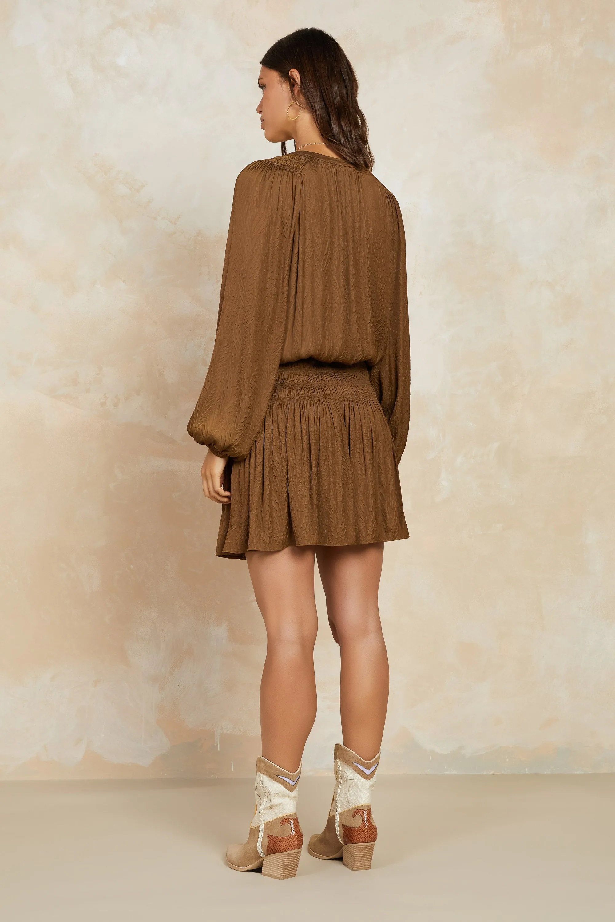 Crinkle Texture Smocked Mini Dress sold by Current Air product image thumbnail 3