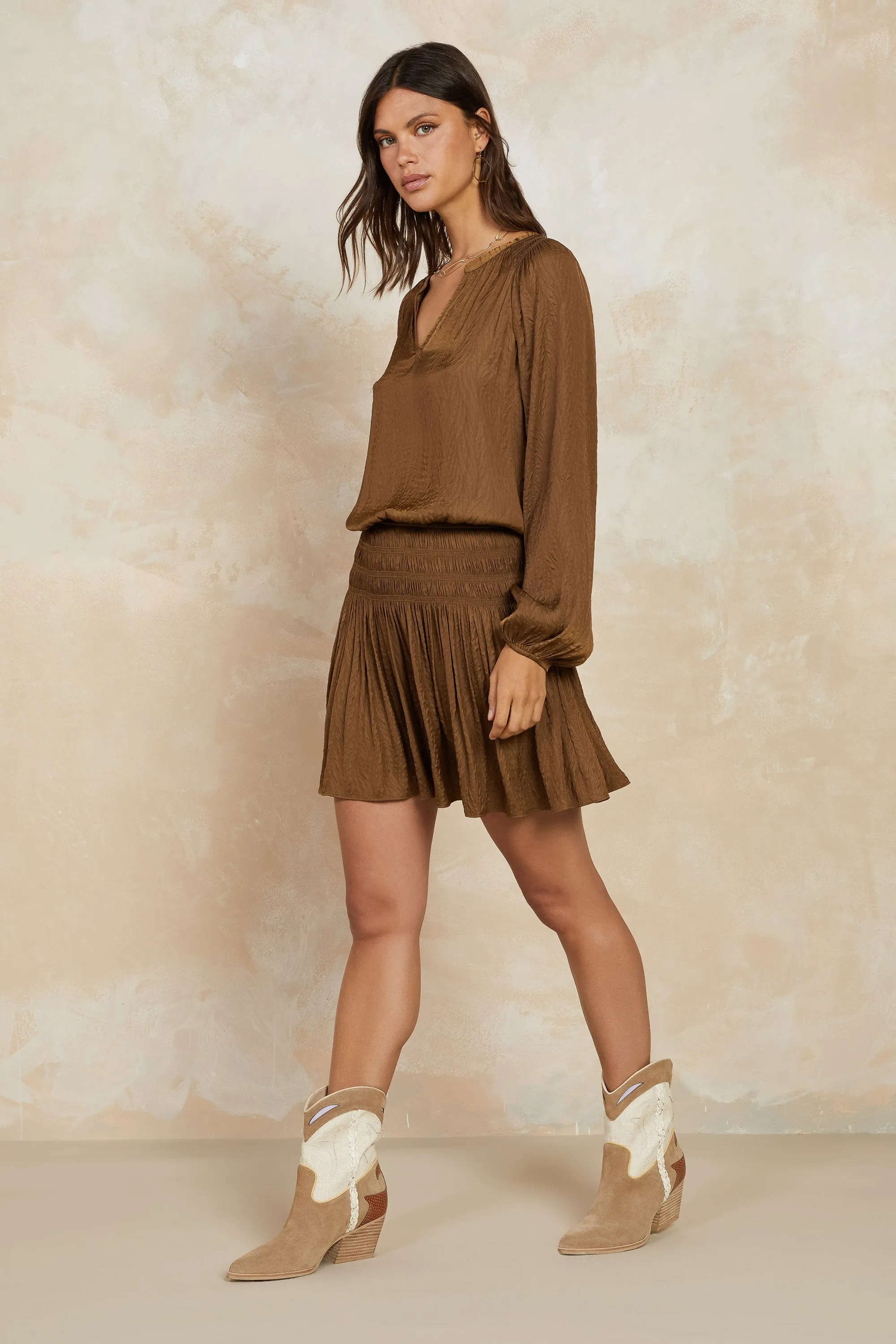 Crinkle Texture Smocked Mini Dress sold by Current Air product image thumbnail 2