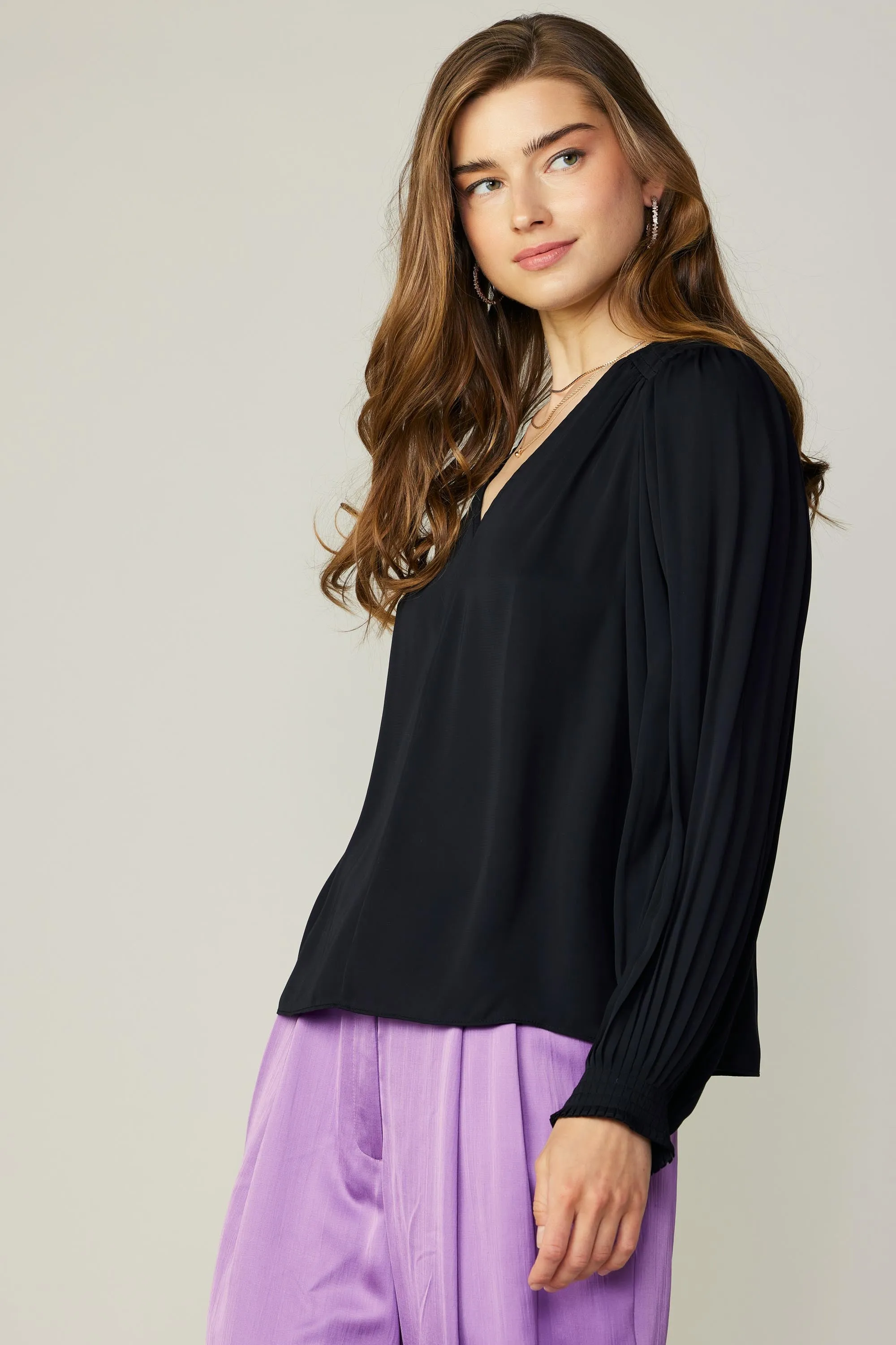 Long Pleated Sleeve Blouse sold by Current Air product image thumbnail 3