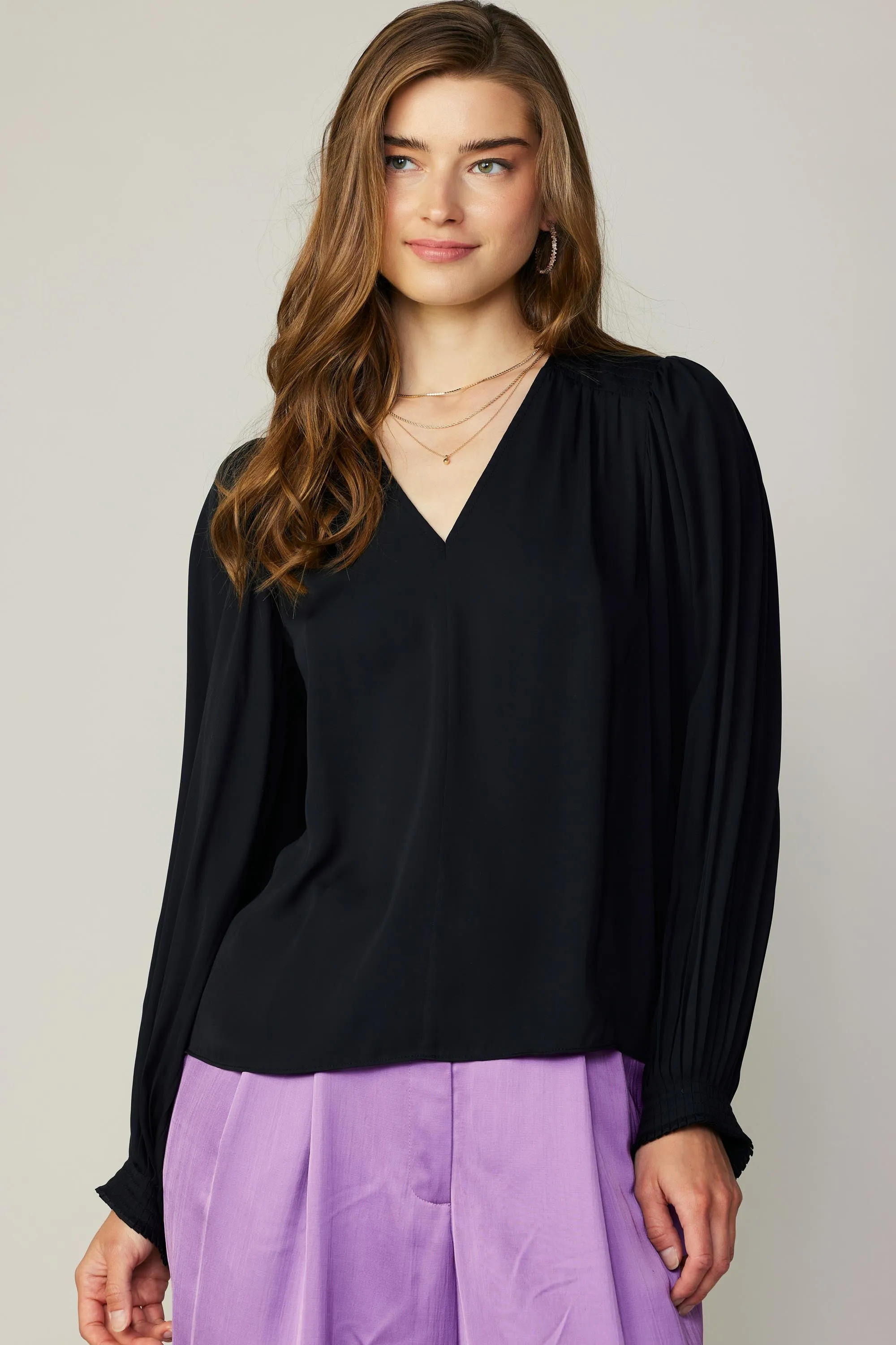 Long Pleated Sleeve Blouse sold by Current Air product image thumbnail 2